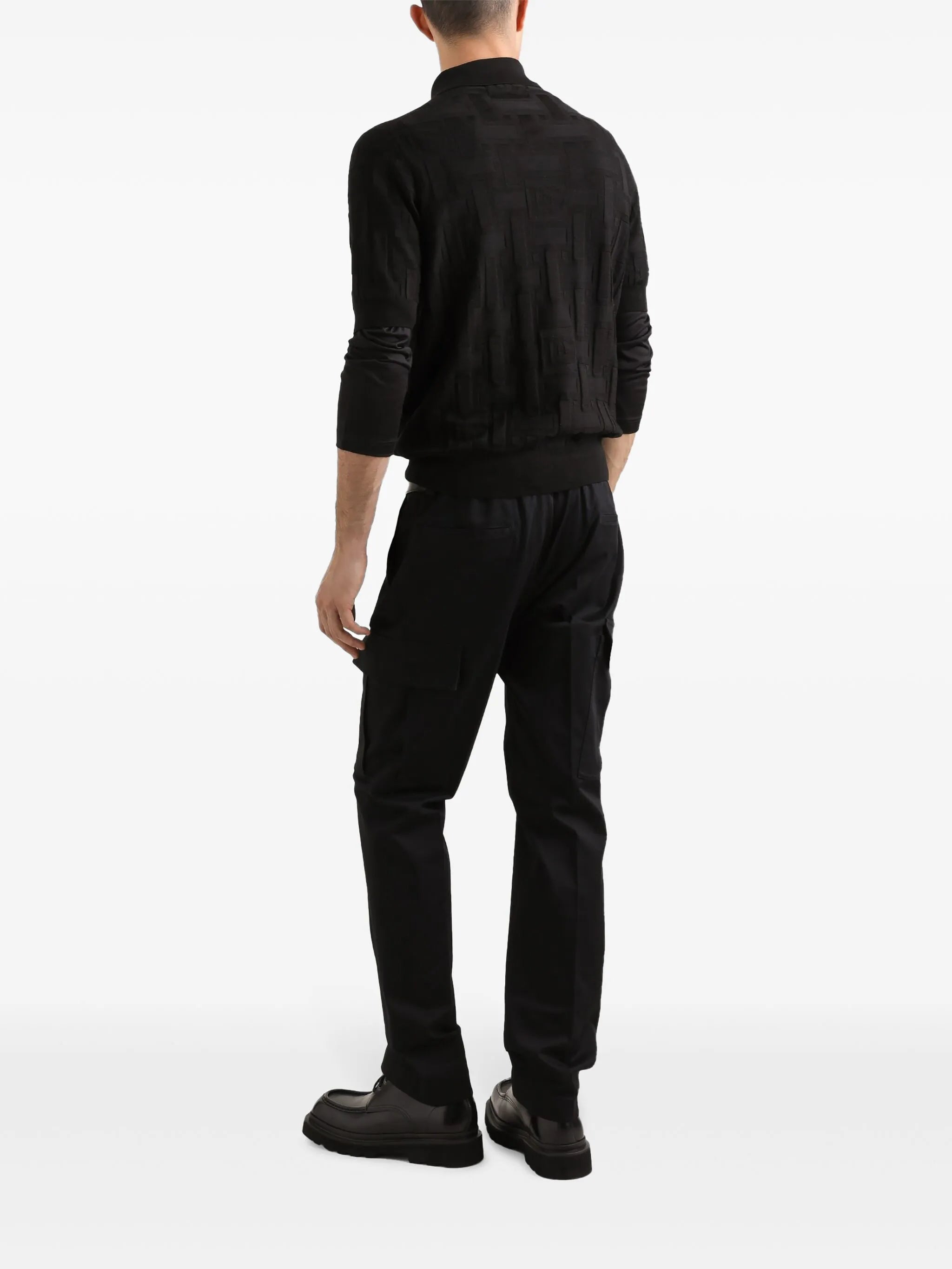 logo-jacquard polo shirt