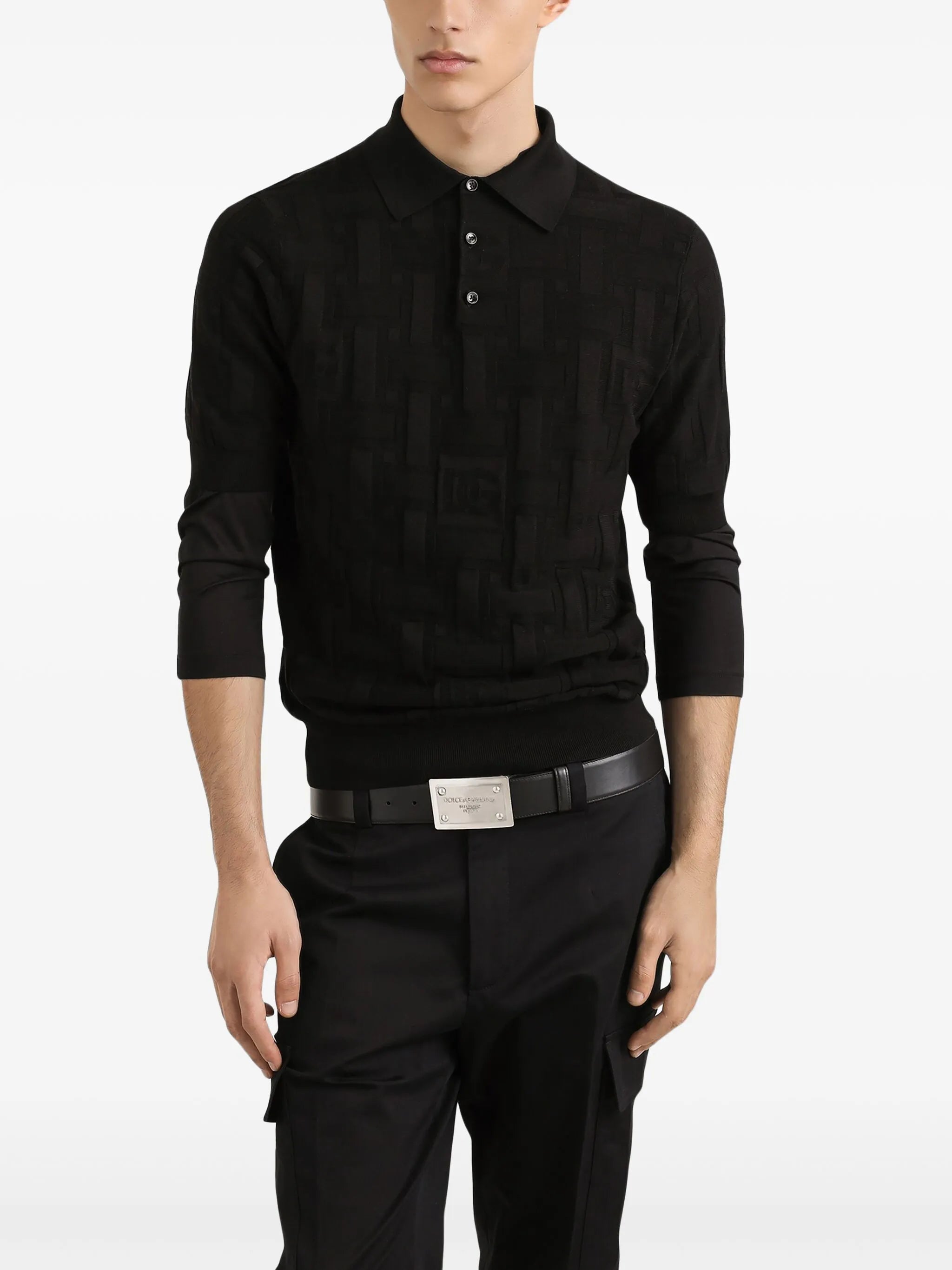 logo-jacquard polo shirt