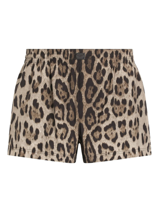 leopard-print swim shorts