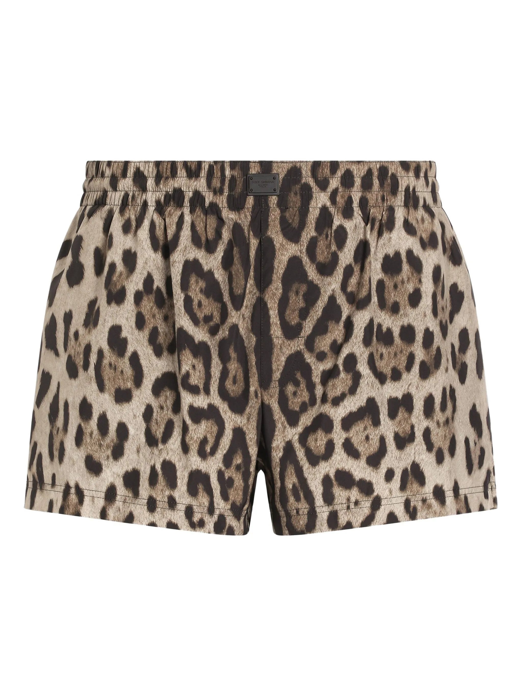 leopard-print swim shorts