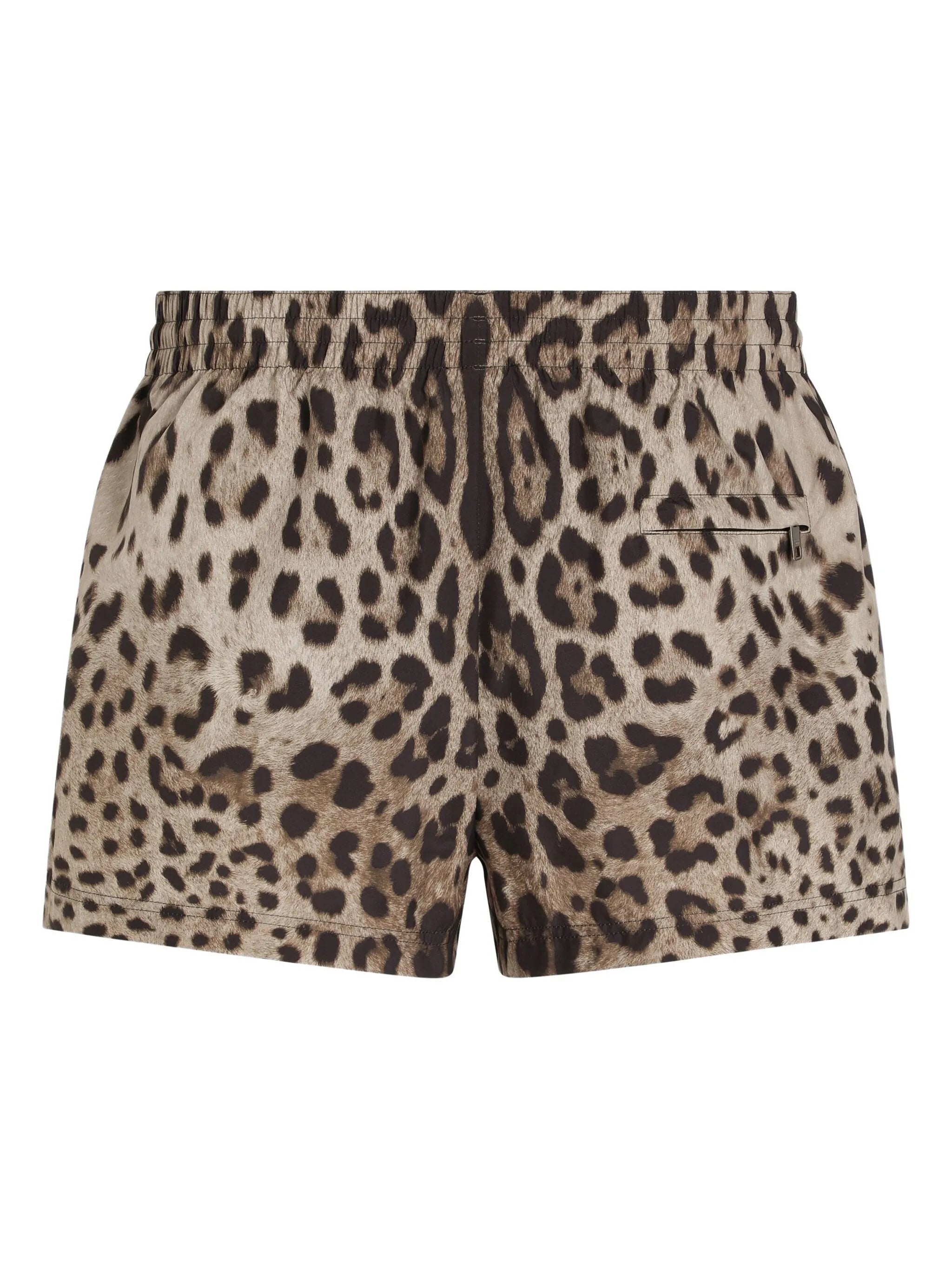 leopard-print swim shorts