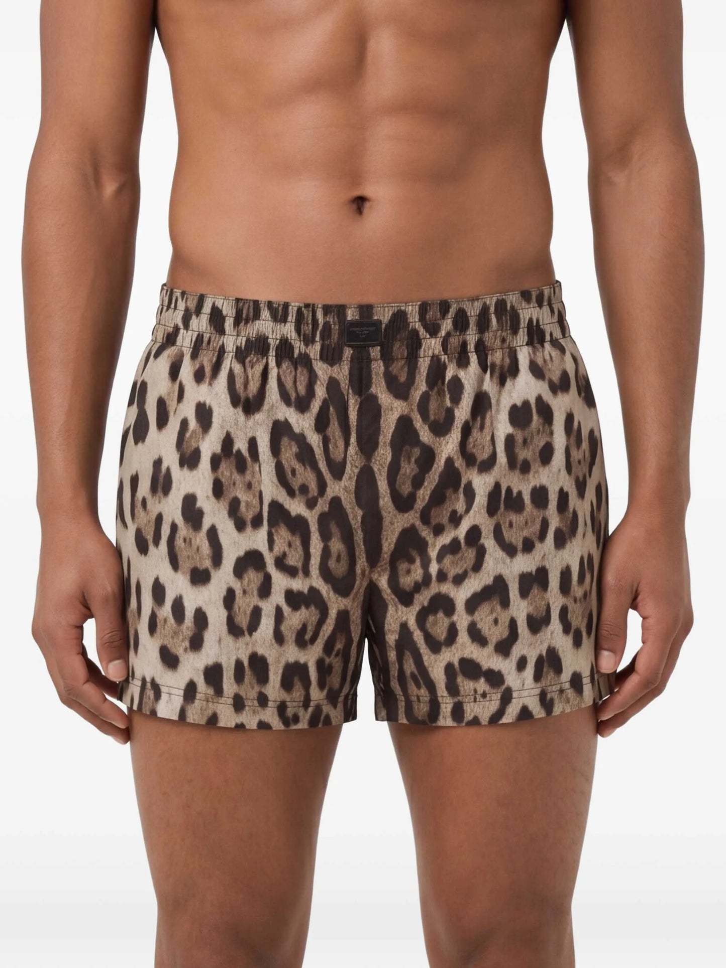 leopard-print swim shorts