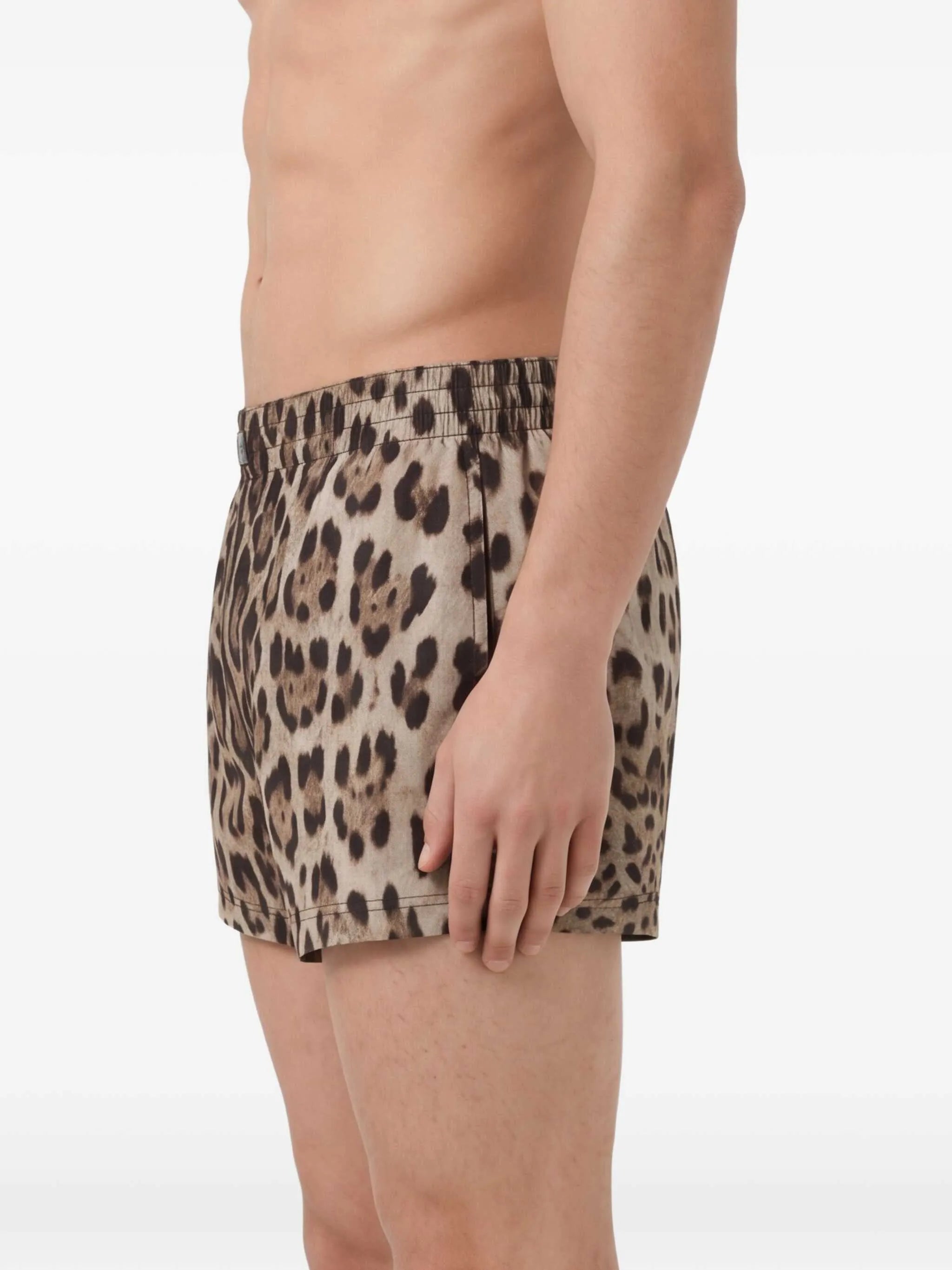 leopard-print swim shorts