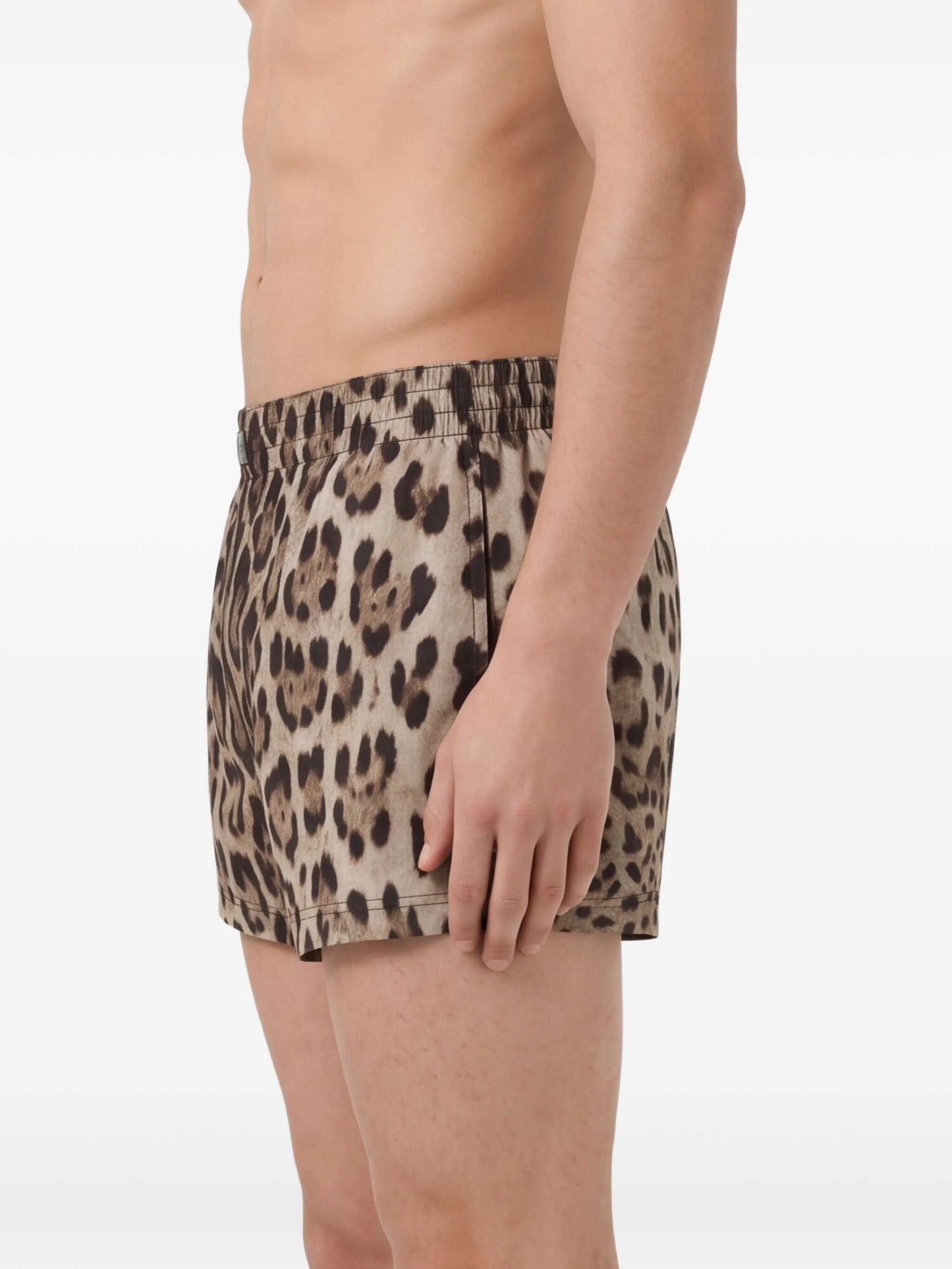 leopard-print swim shorts