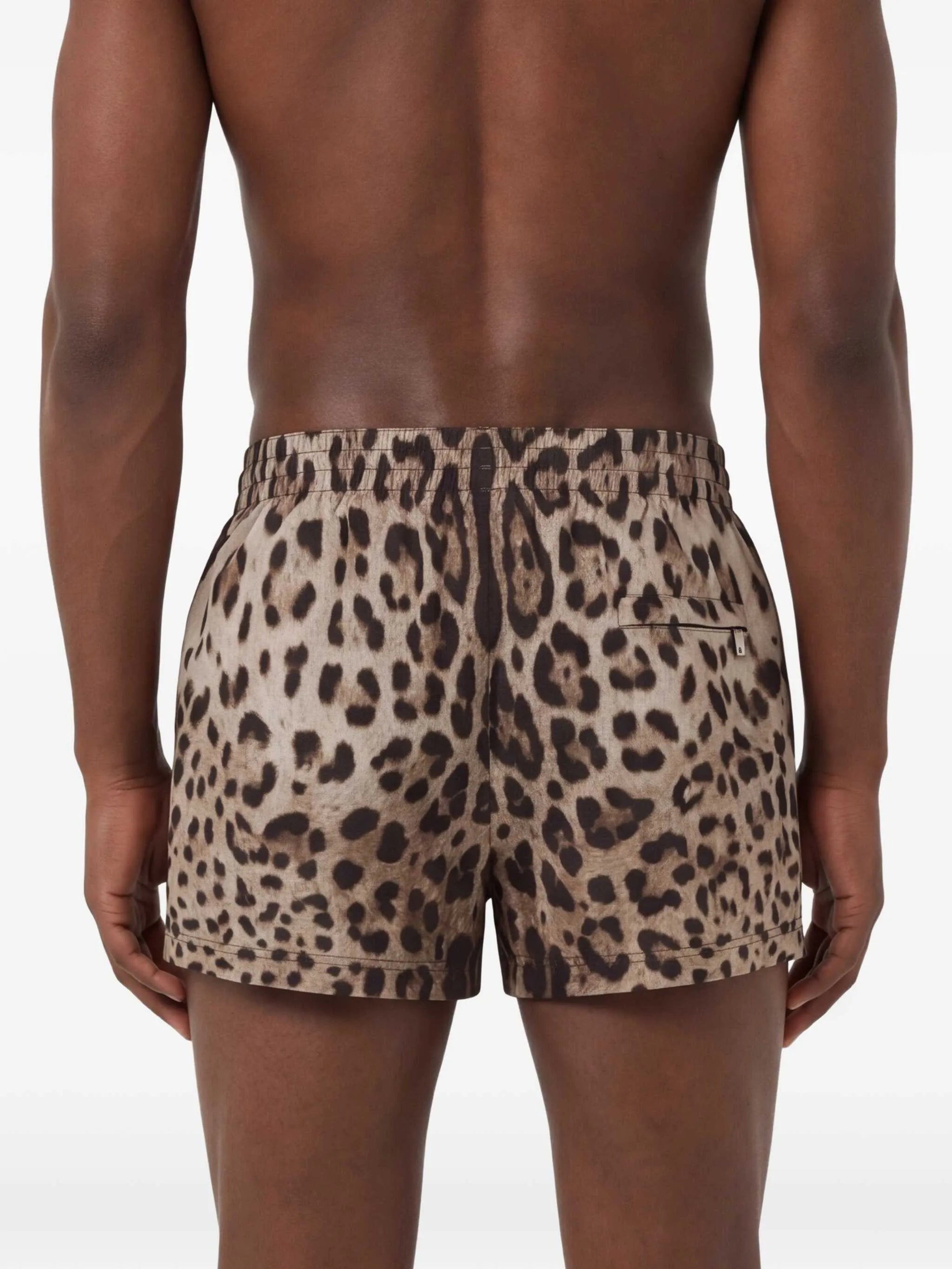 leopard-print swim shorts