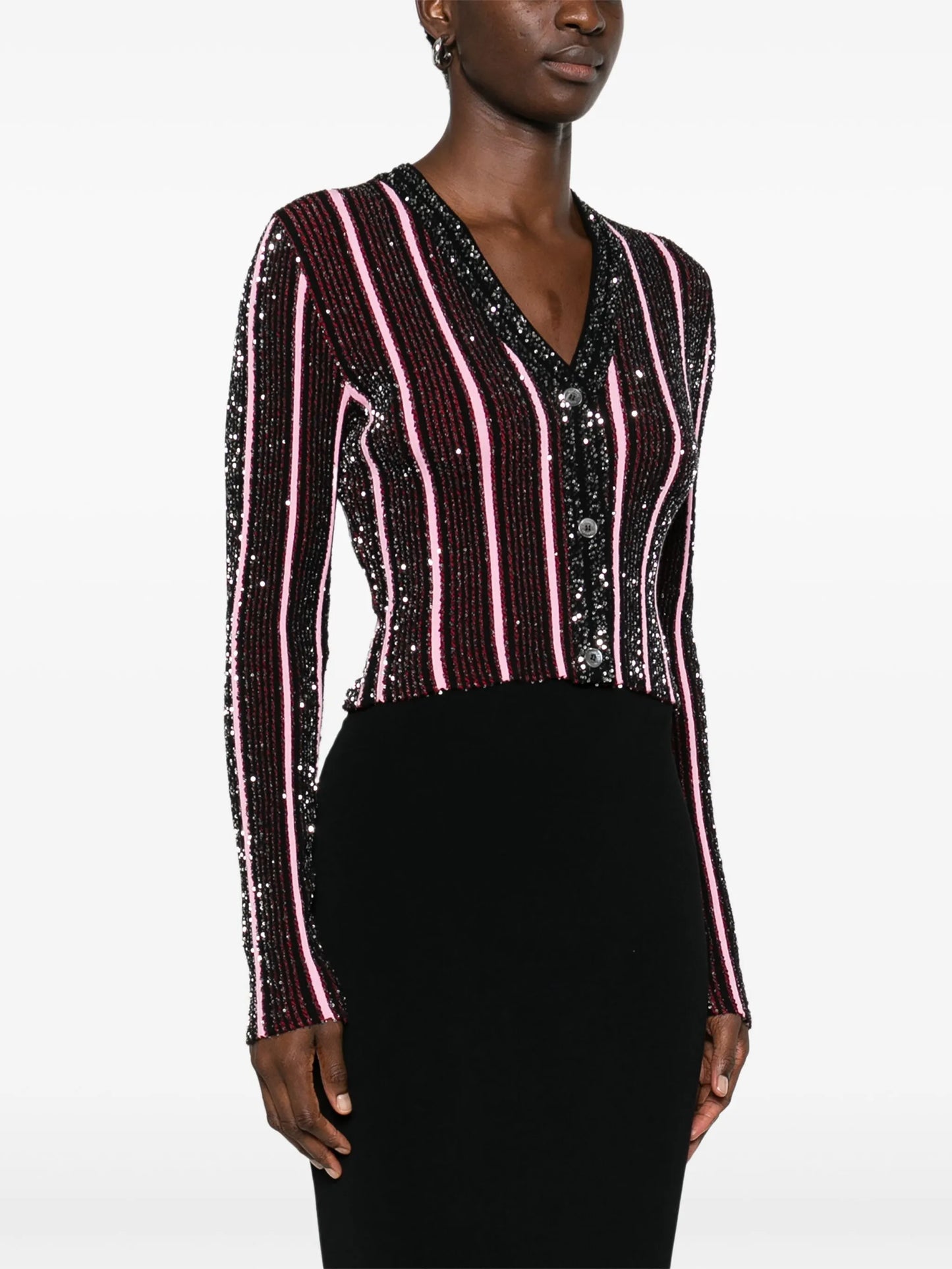 sequined ribbed cardigan