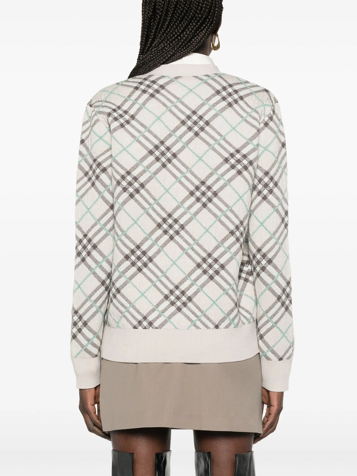 checked cardigan