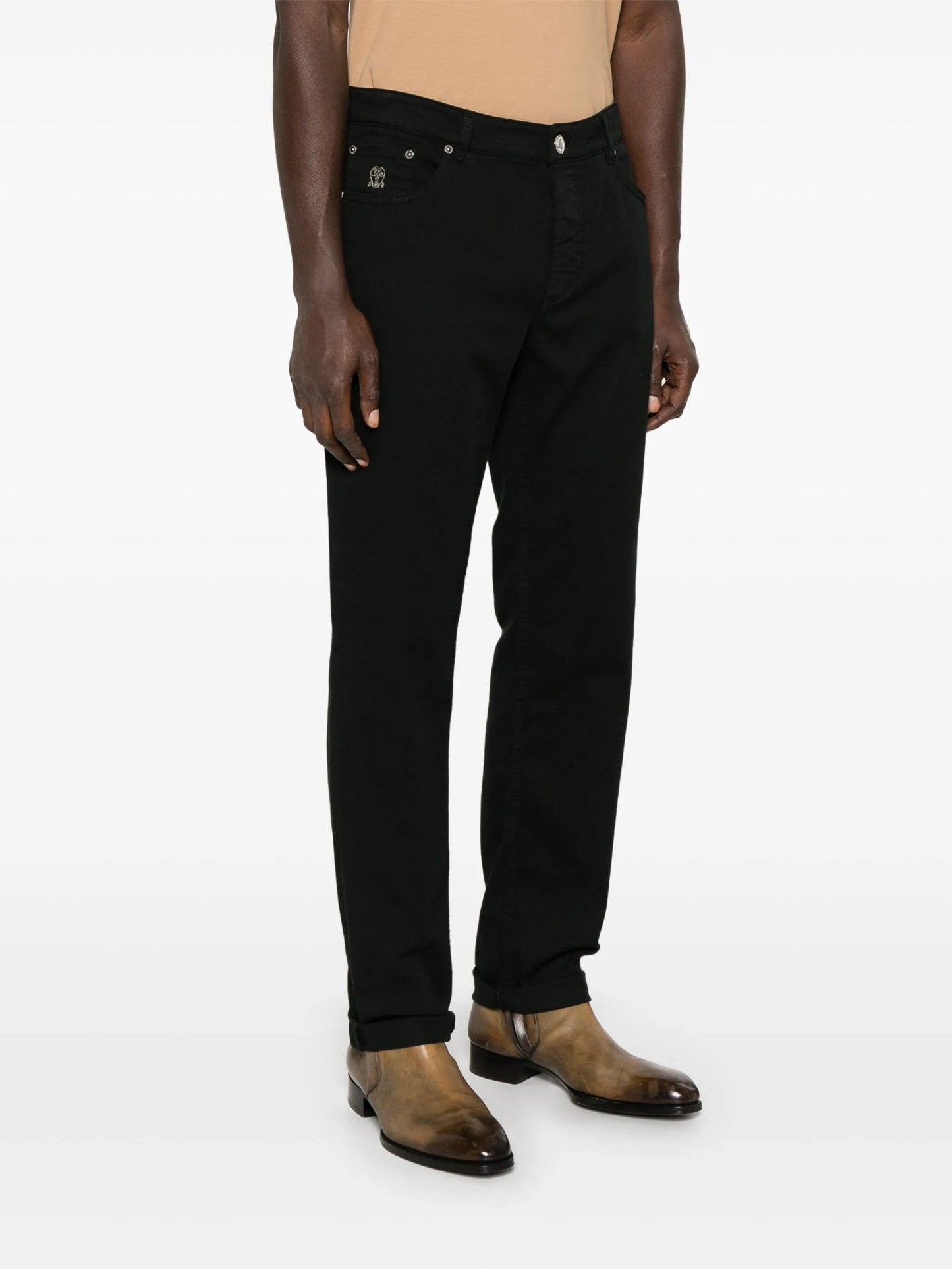 logo-embroidered jeans