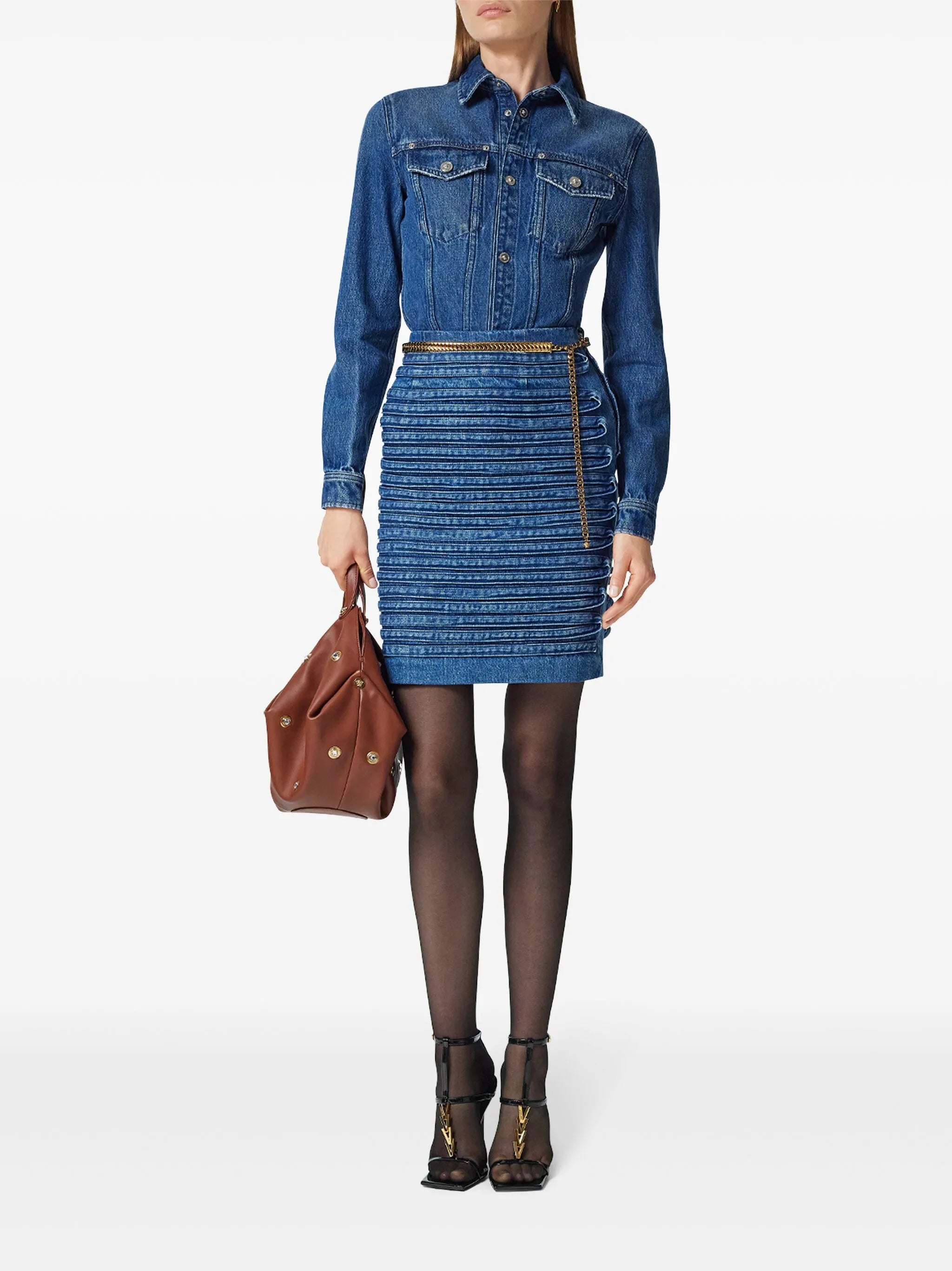 denim mini skirt