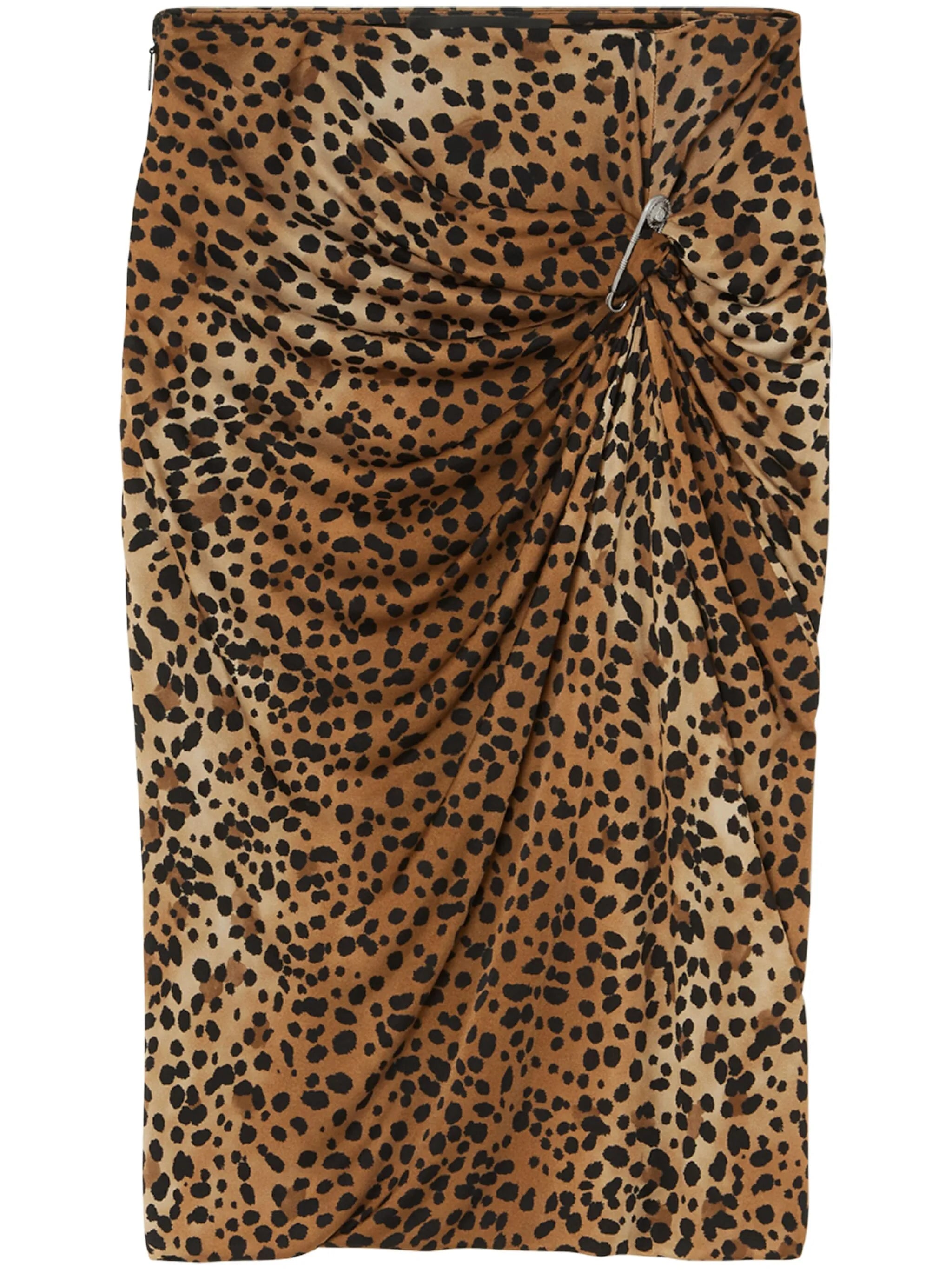 leopard-print gathered mini skirt