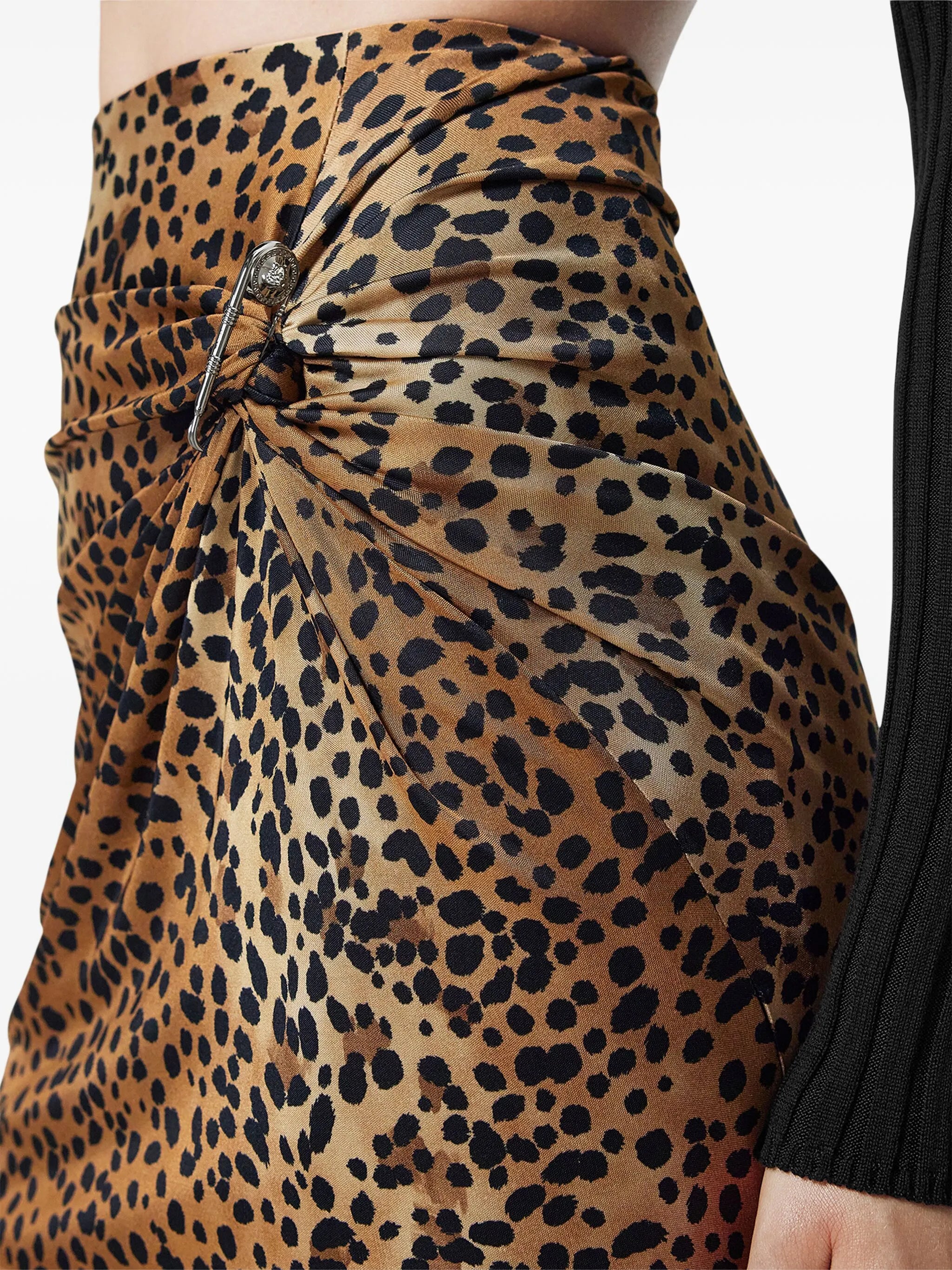 leopard-print gathered mini skirt