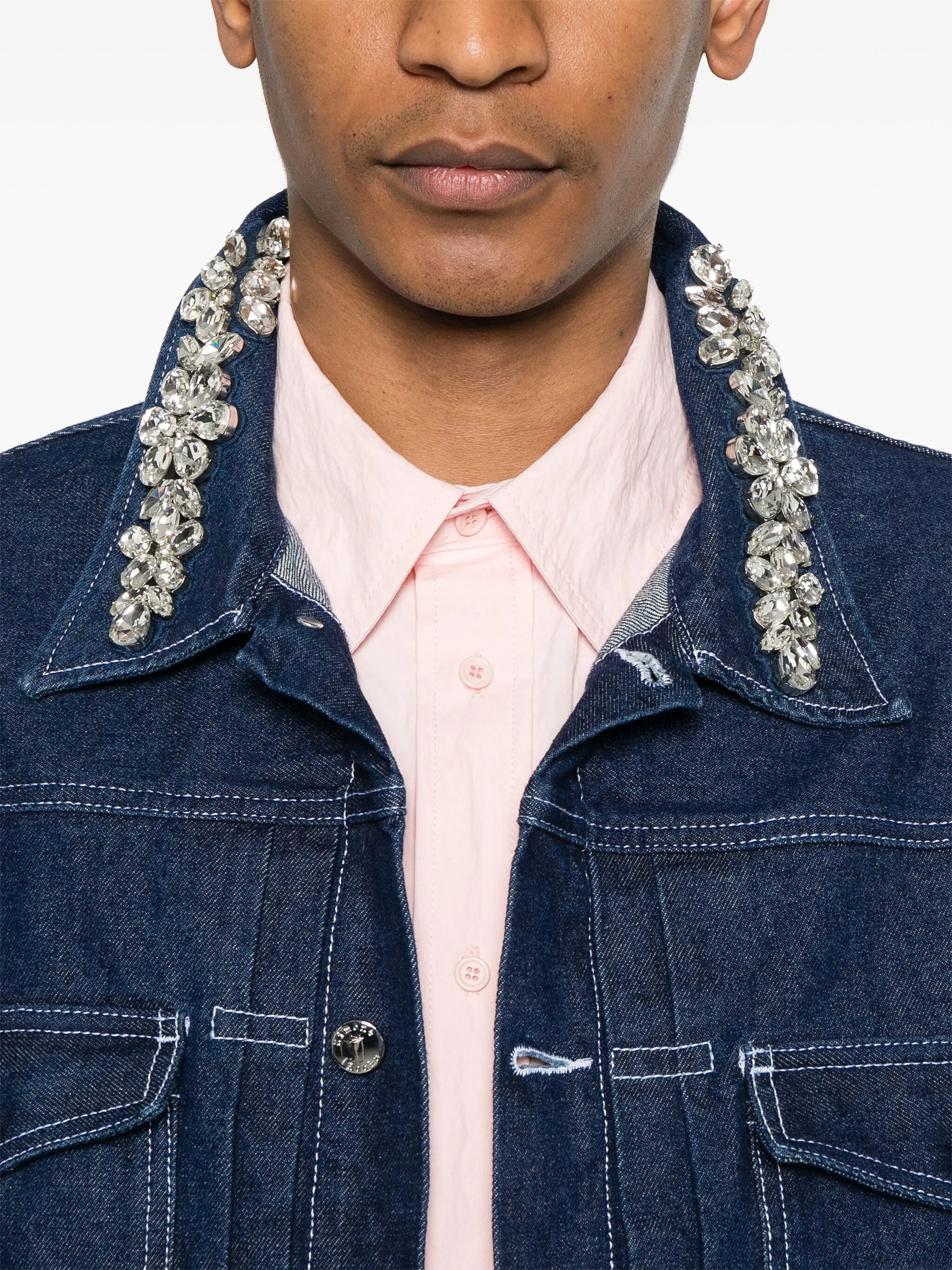 crystal-embellished denim jacket