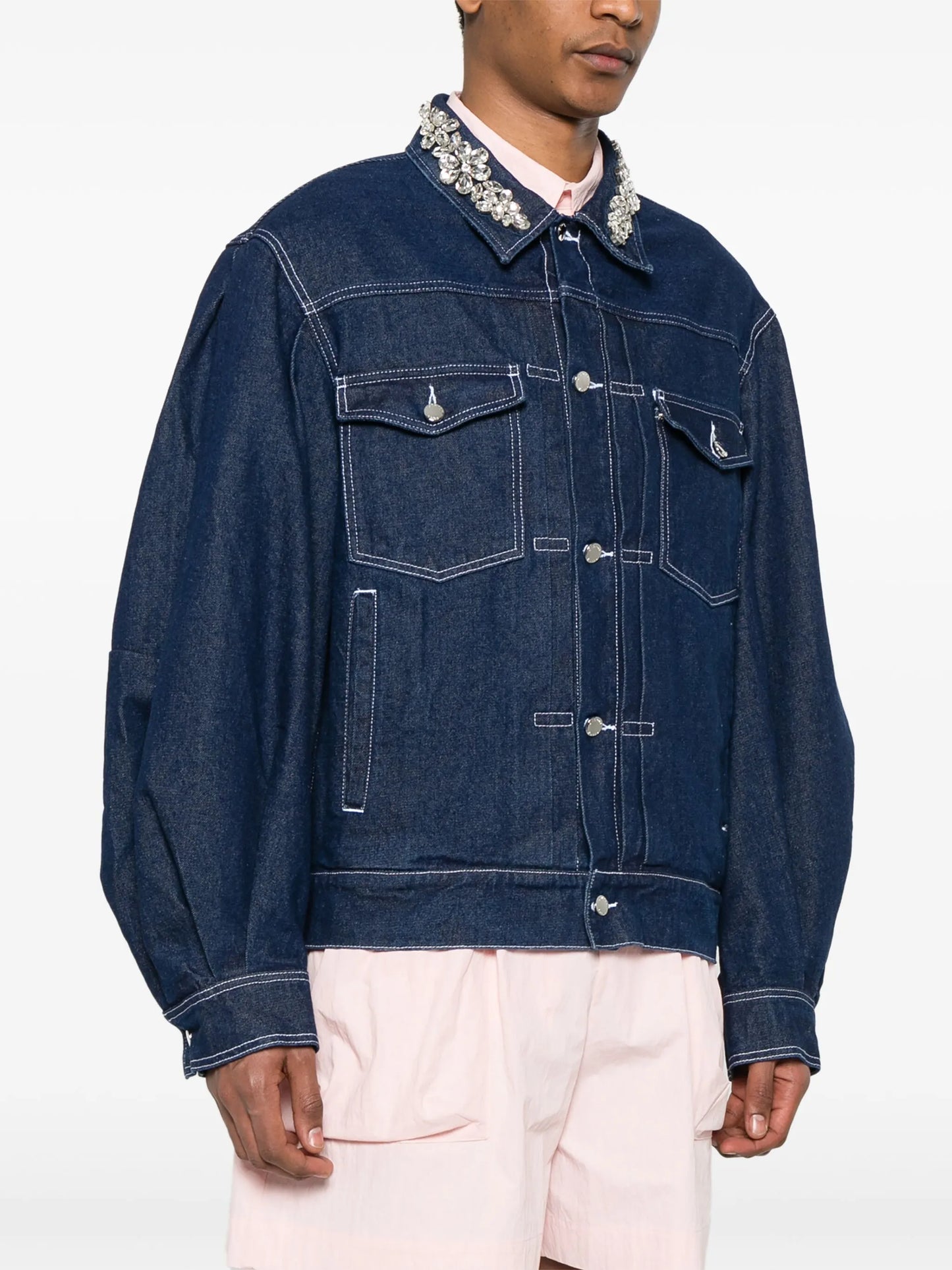 crystal-embellished denim jacket