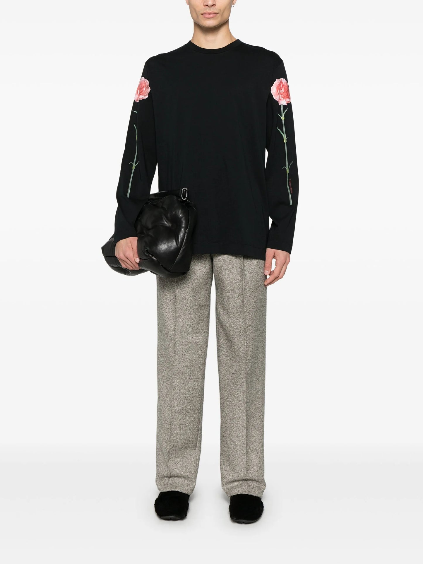 carnation-print long-sleeve T-shirt