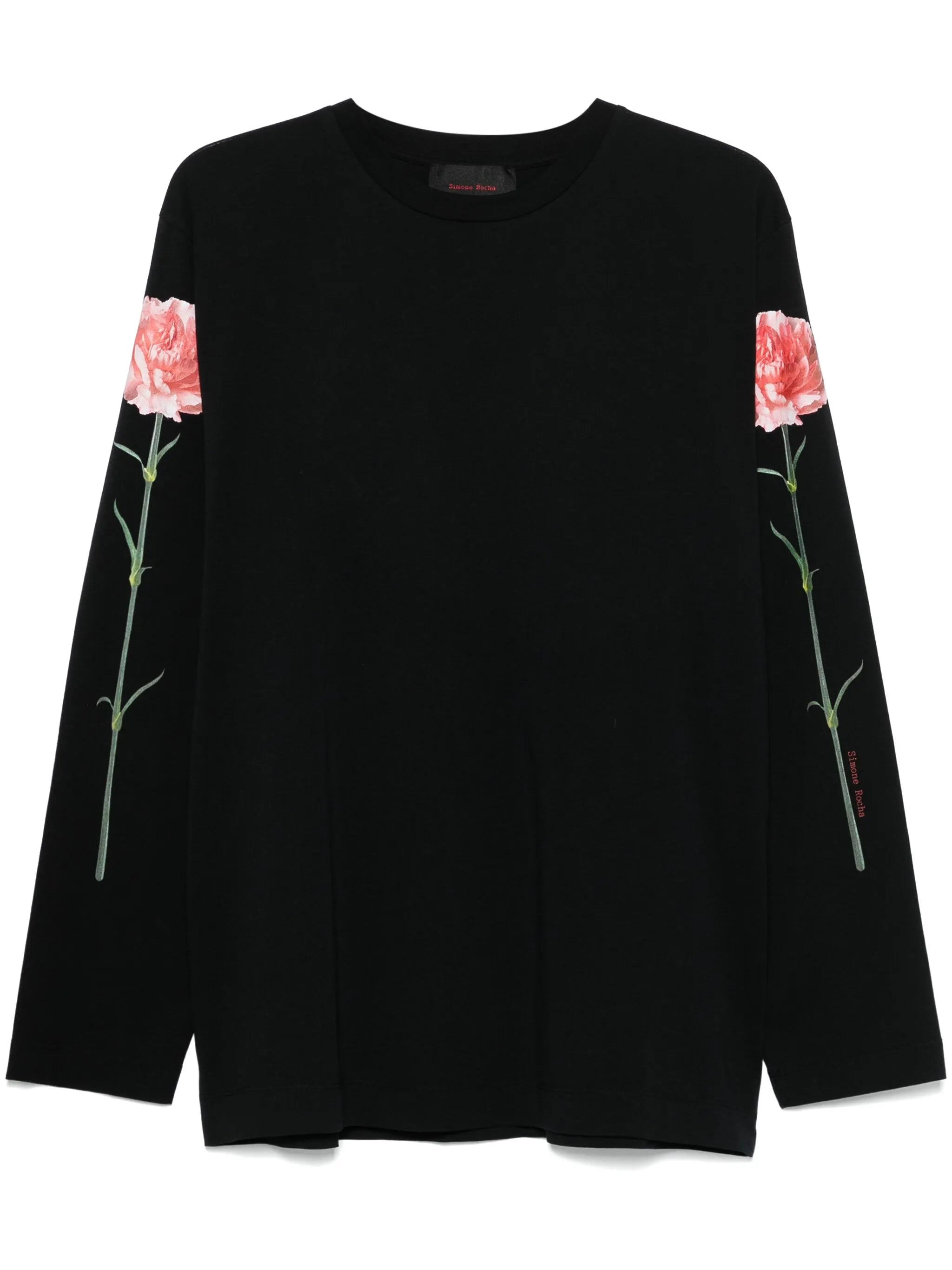 carnation-print long-sleeve T-shirt