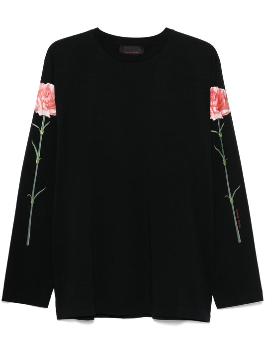 carnation-print long-sleeve T-shirt