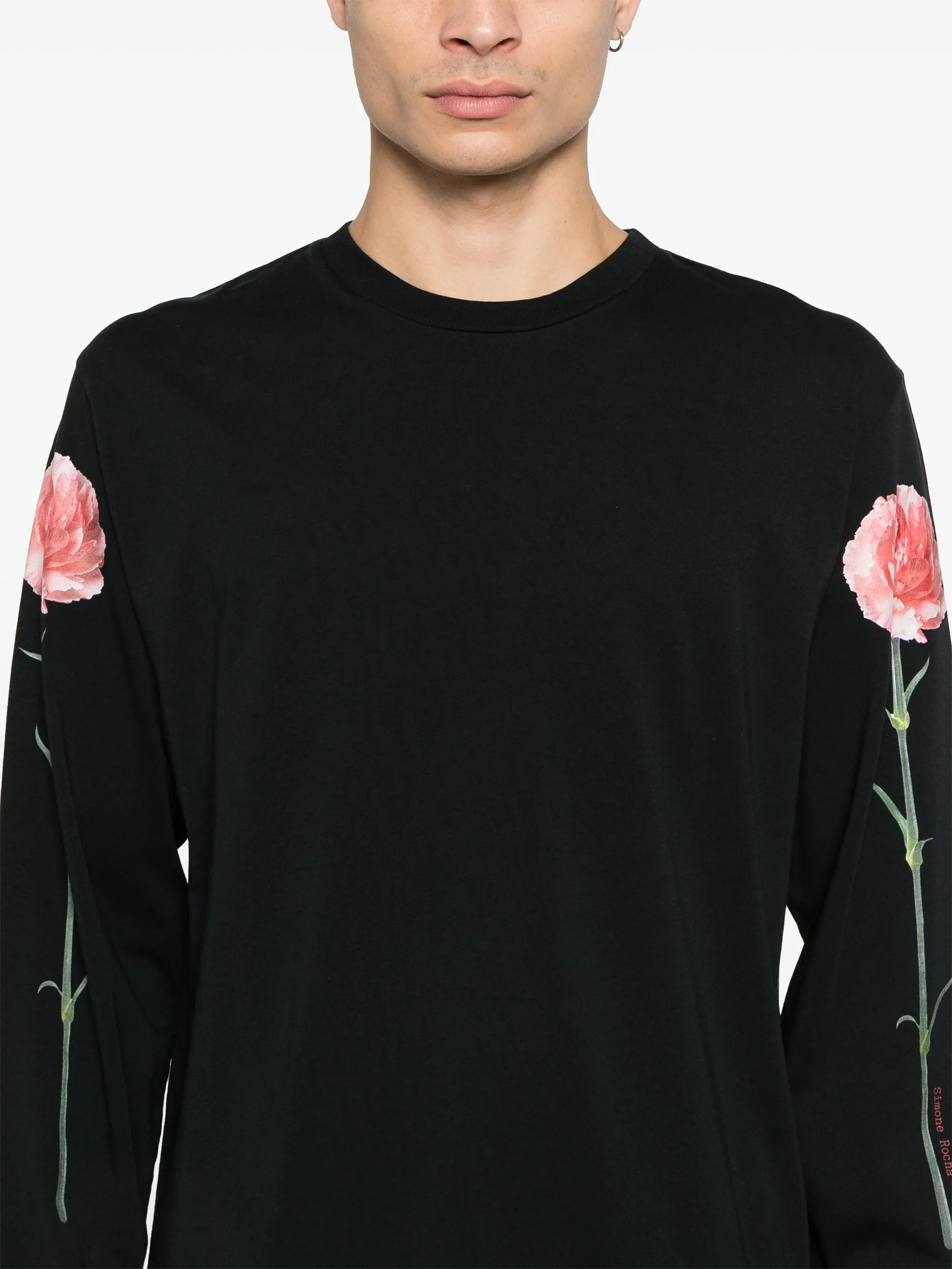 carnation-print long-sleeve T-shirt