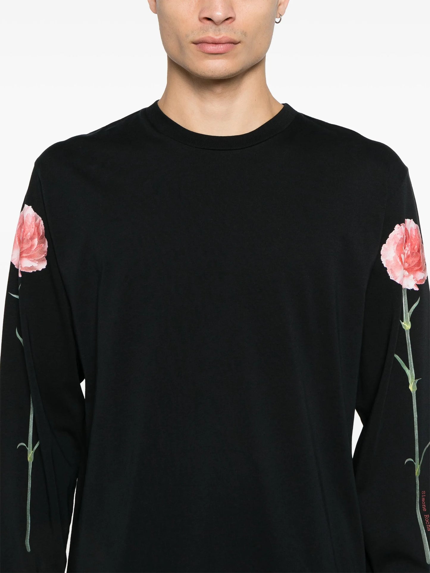 carnation-print long-sleeve T-shirt