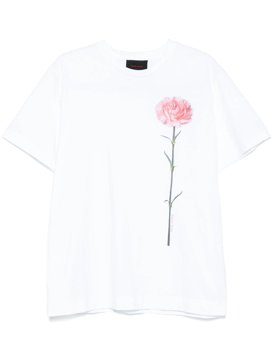 carnation-print short-sleeve T-shirt