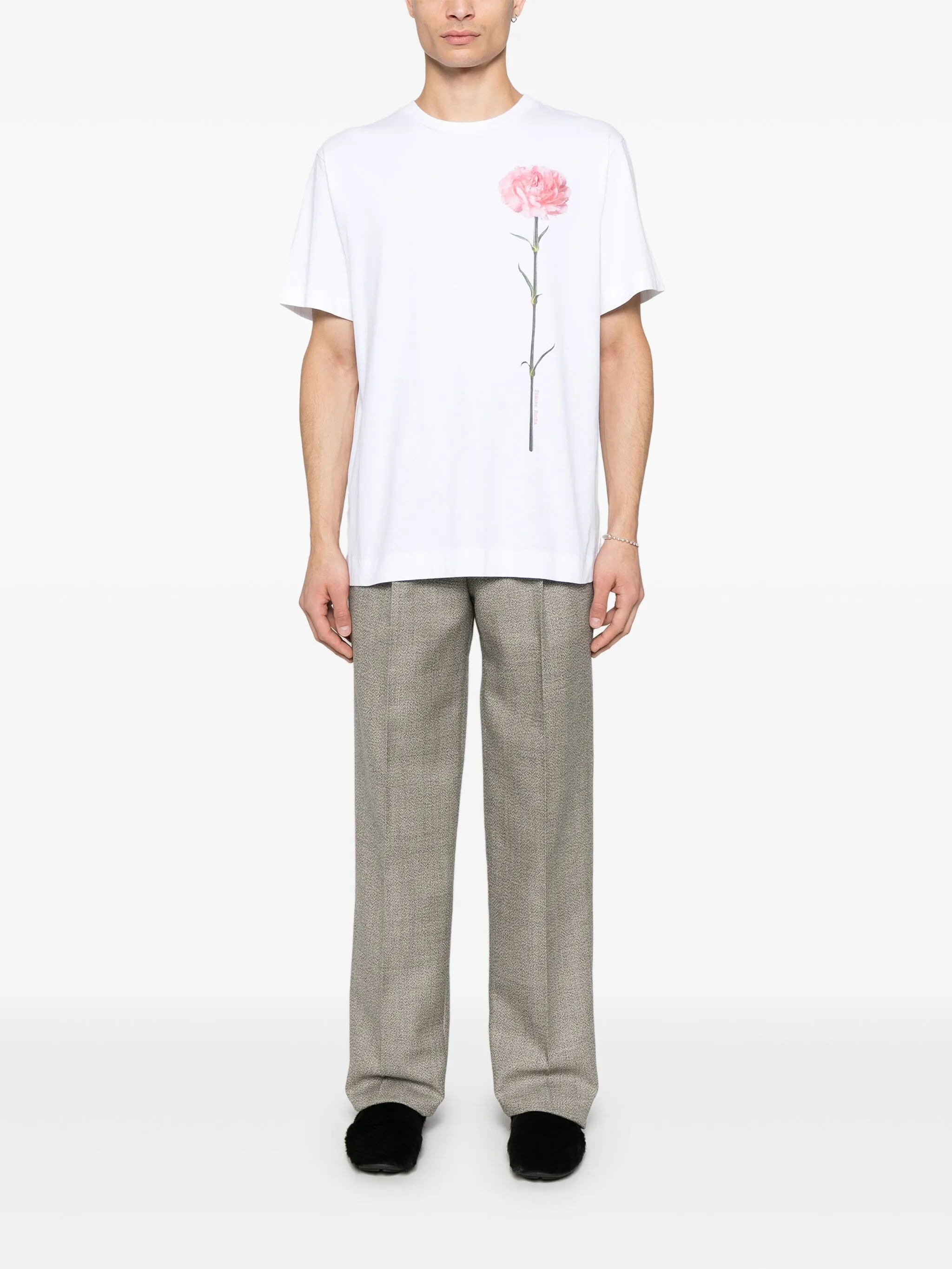 carnation-print short-sleeve T-shirt