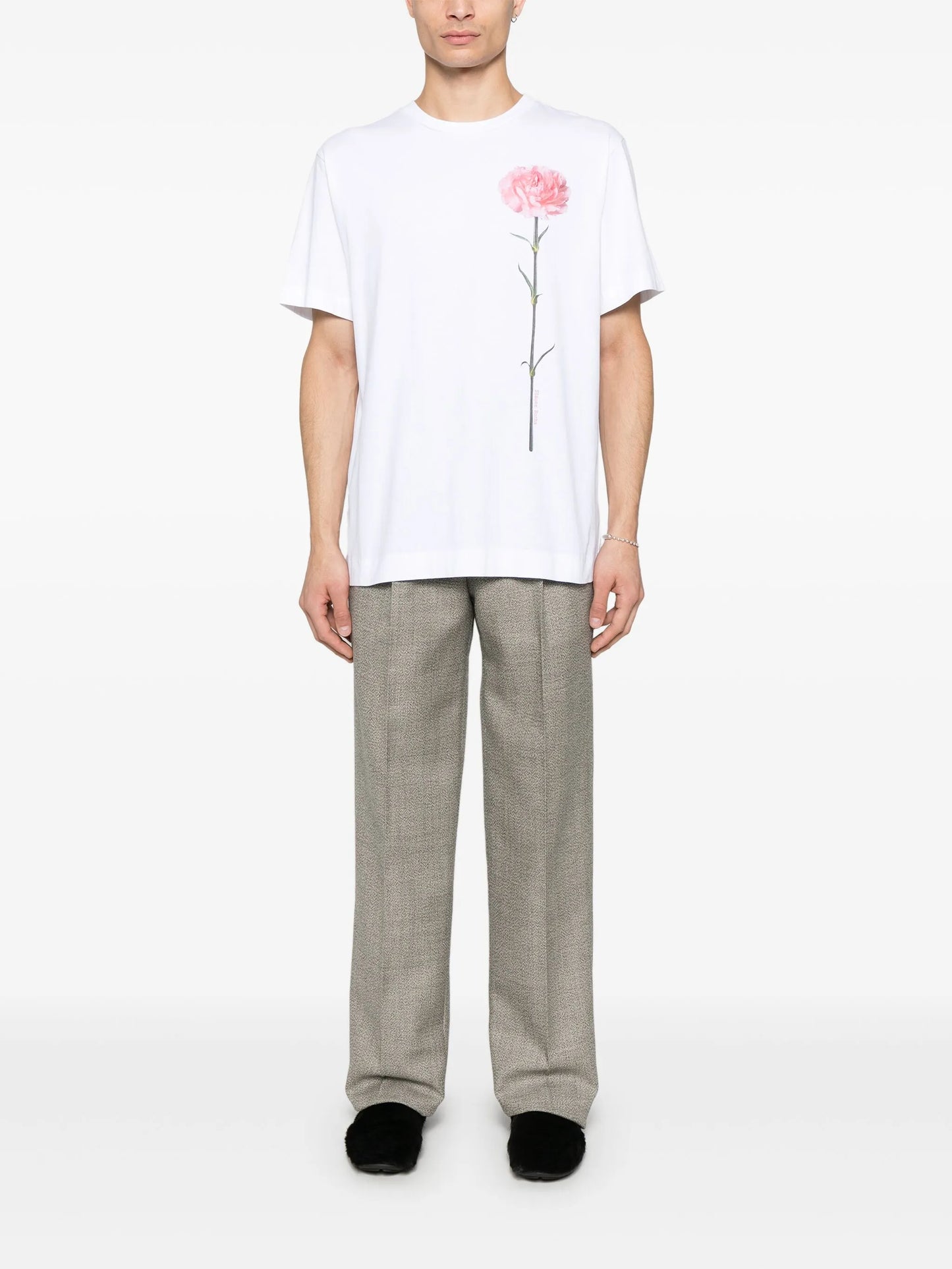 carnation-print short-sleeve T-shirt