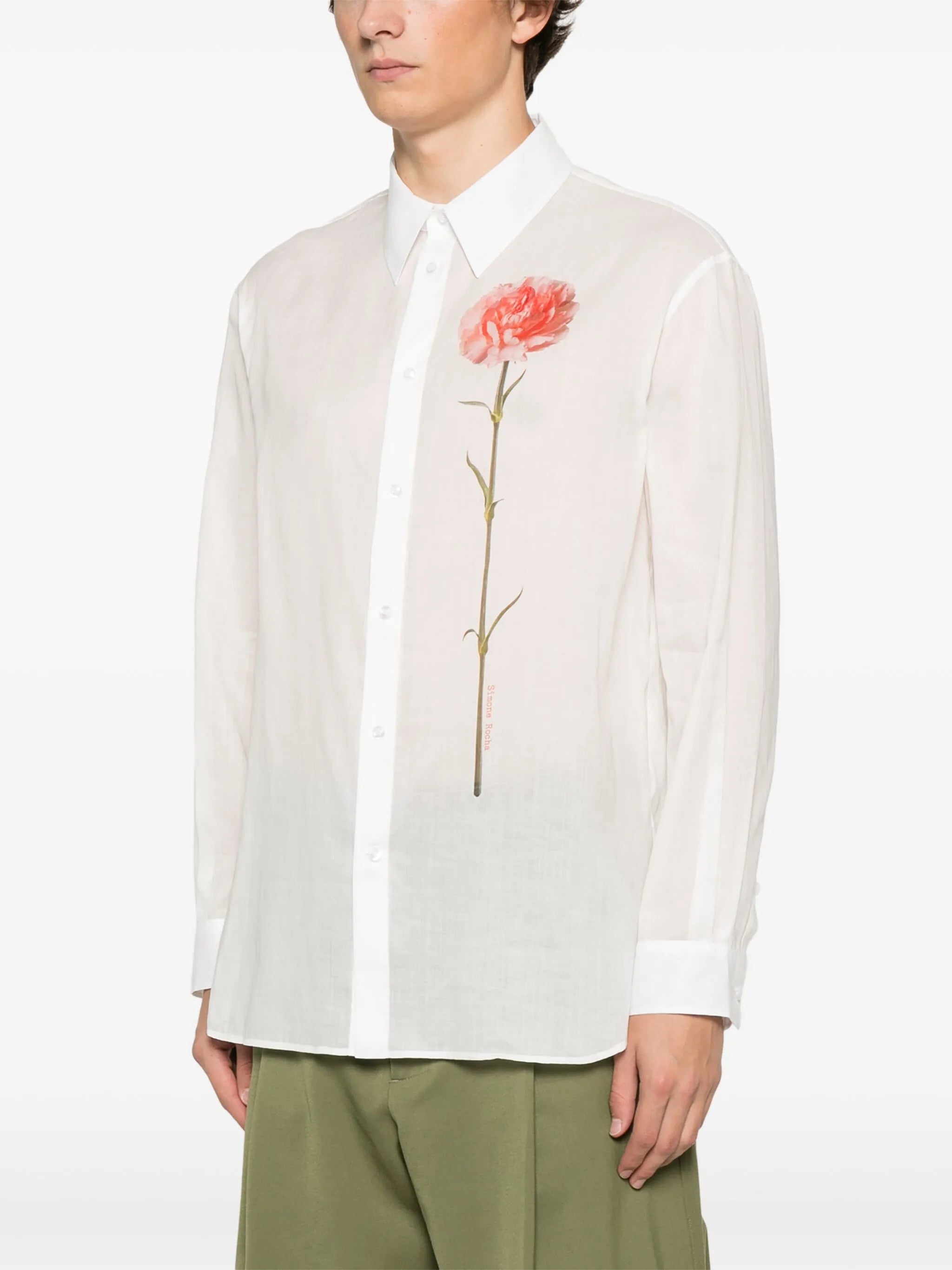 carnation-print shirt