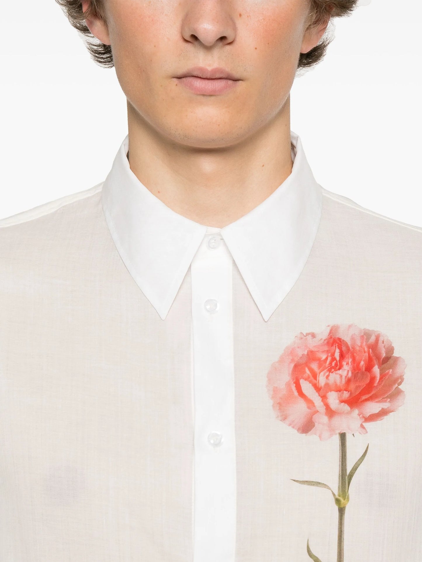 carnation-print shirt