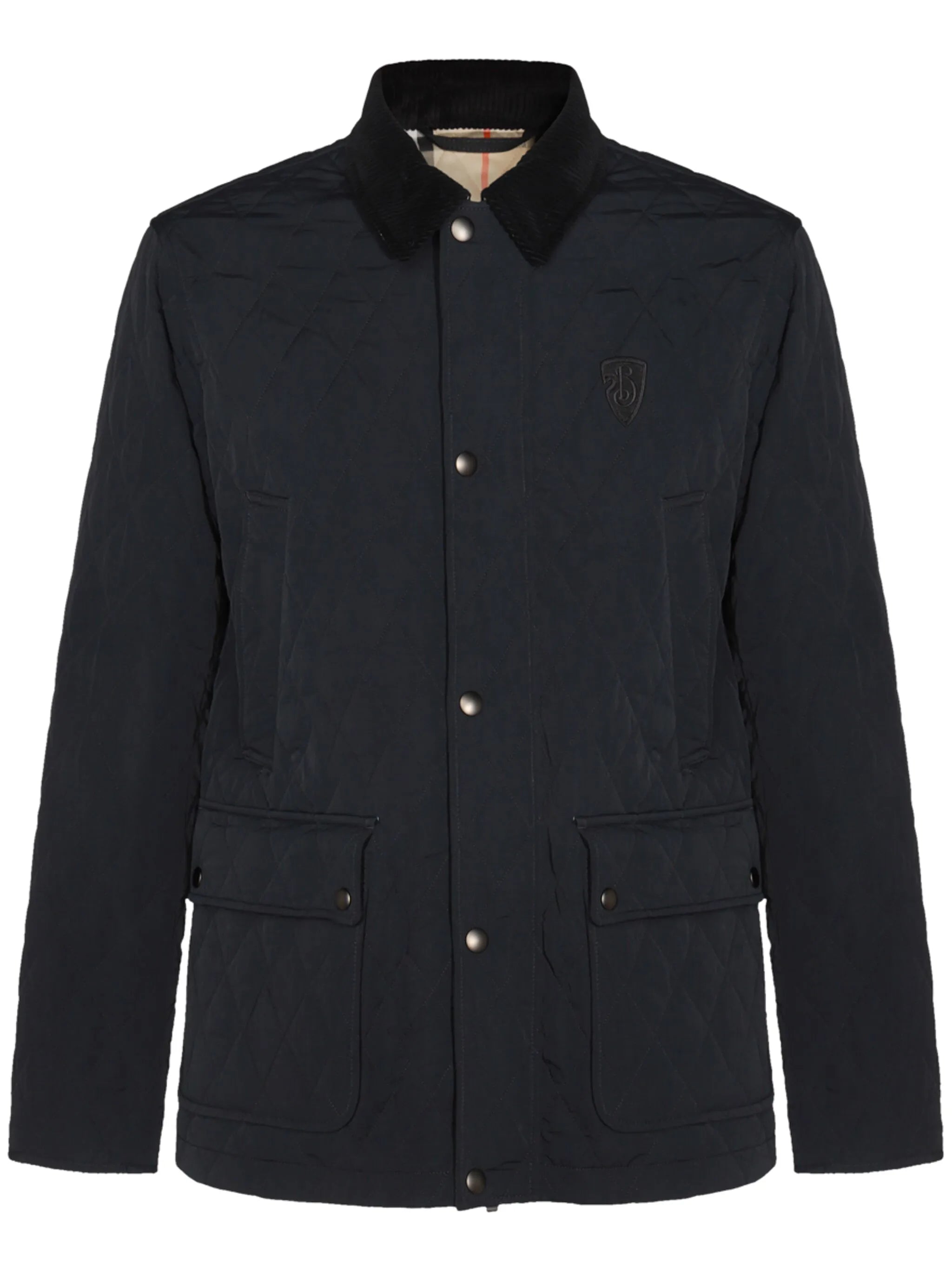 logo-embroidered quilted jacket