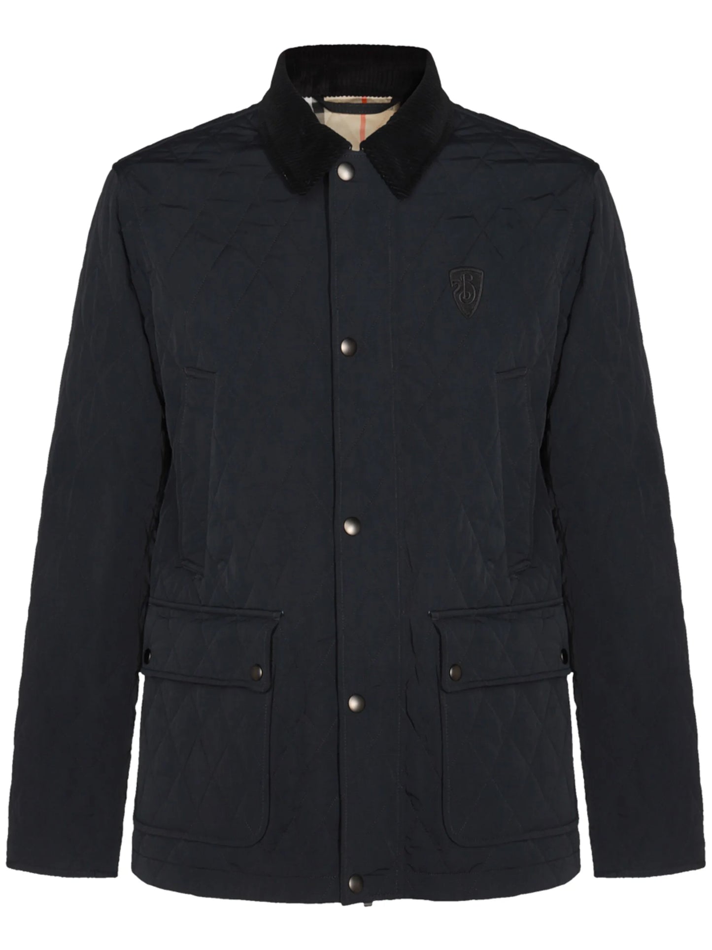 logo-embroidered quilted jacket