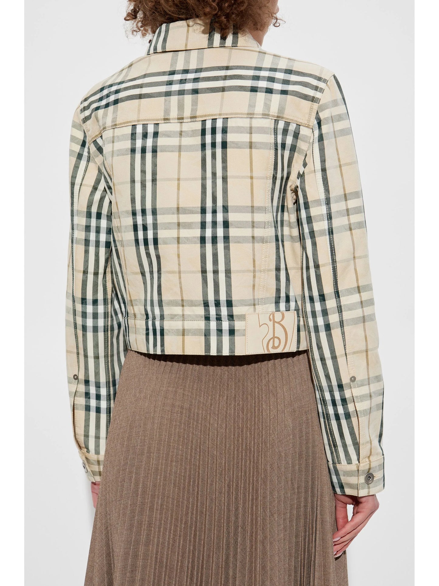 check pattern cropped jacket