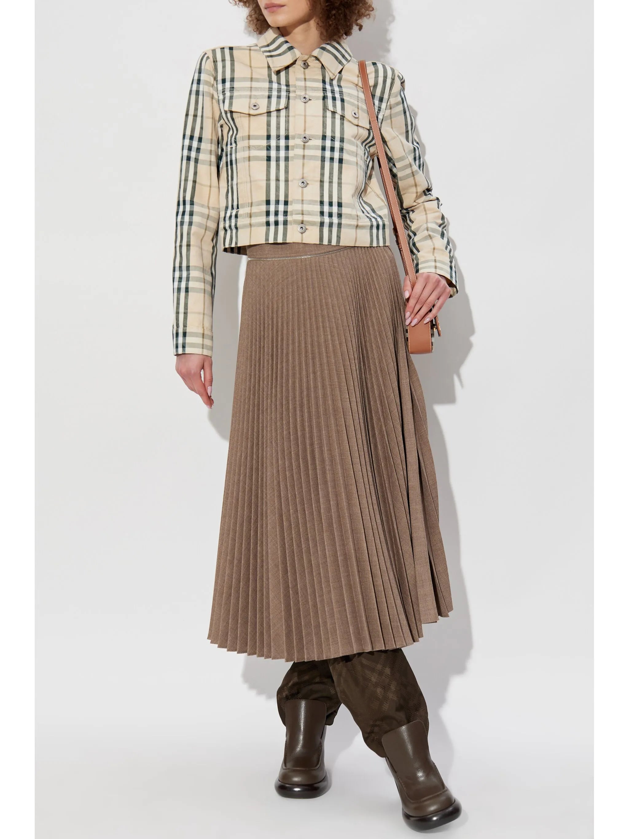 check pattern cropped jacket
