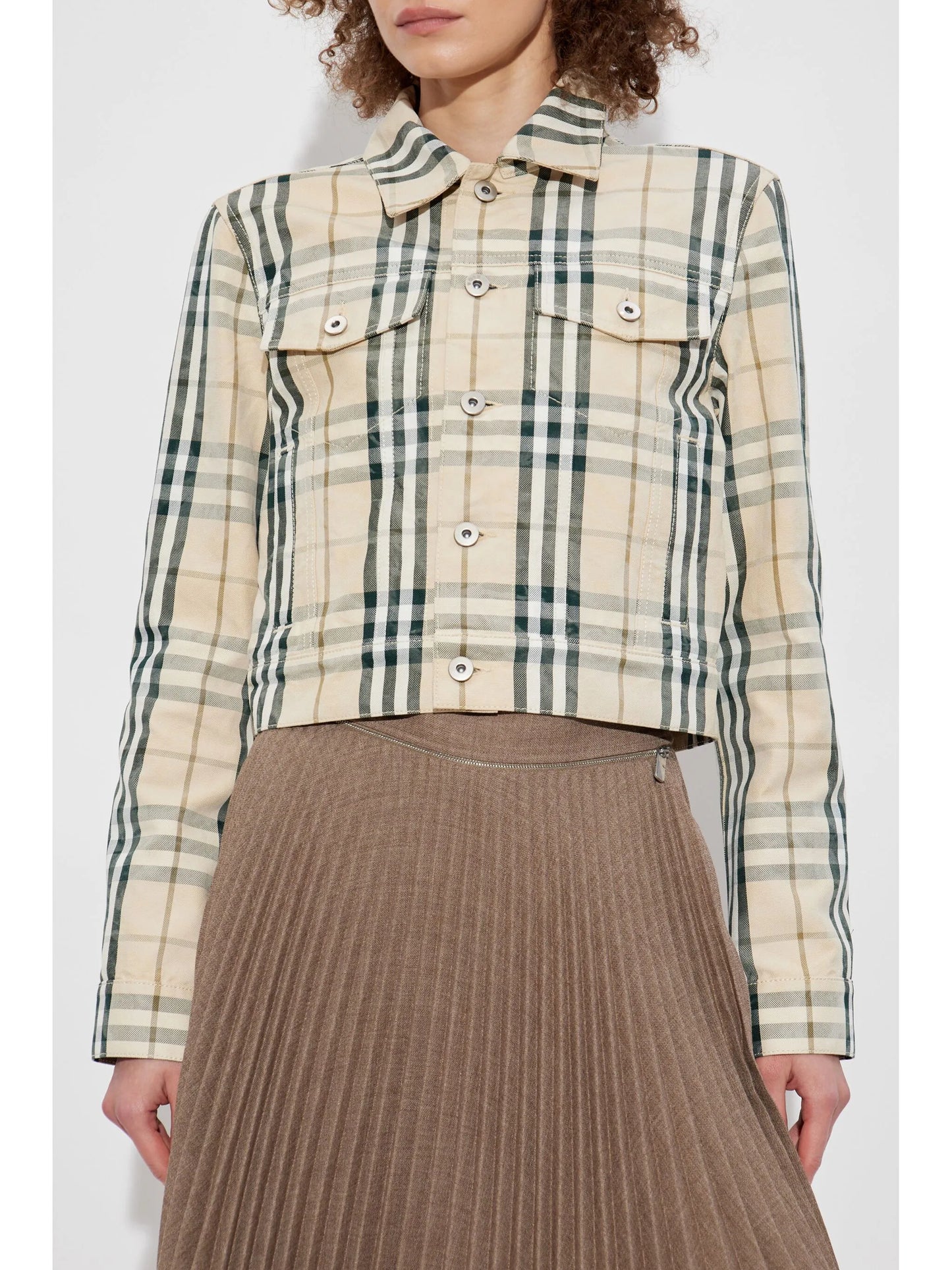 check pattern cropped jacket