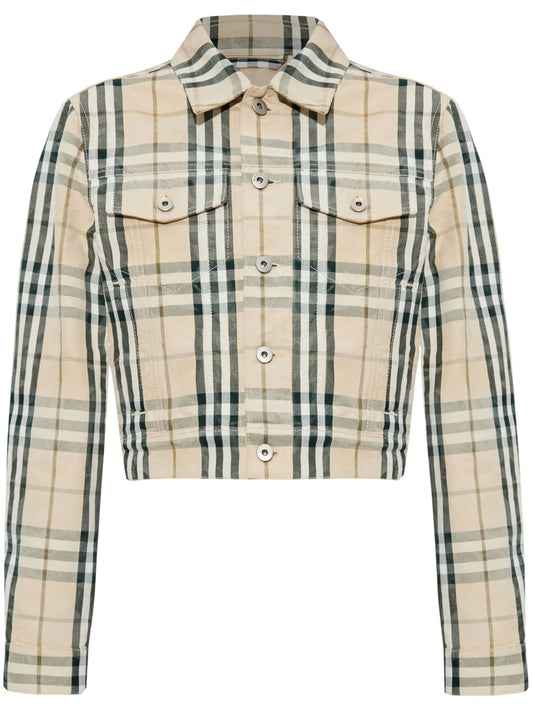 check pattern cropped jacket
