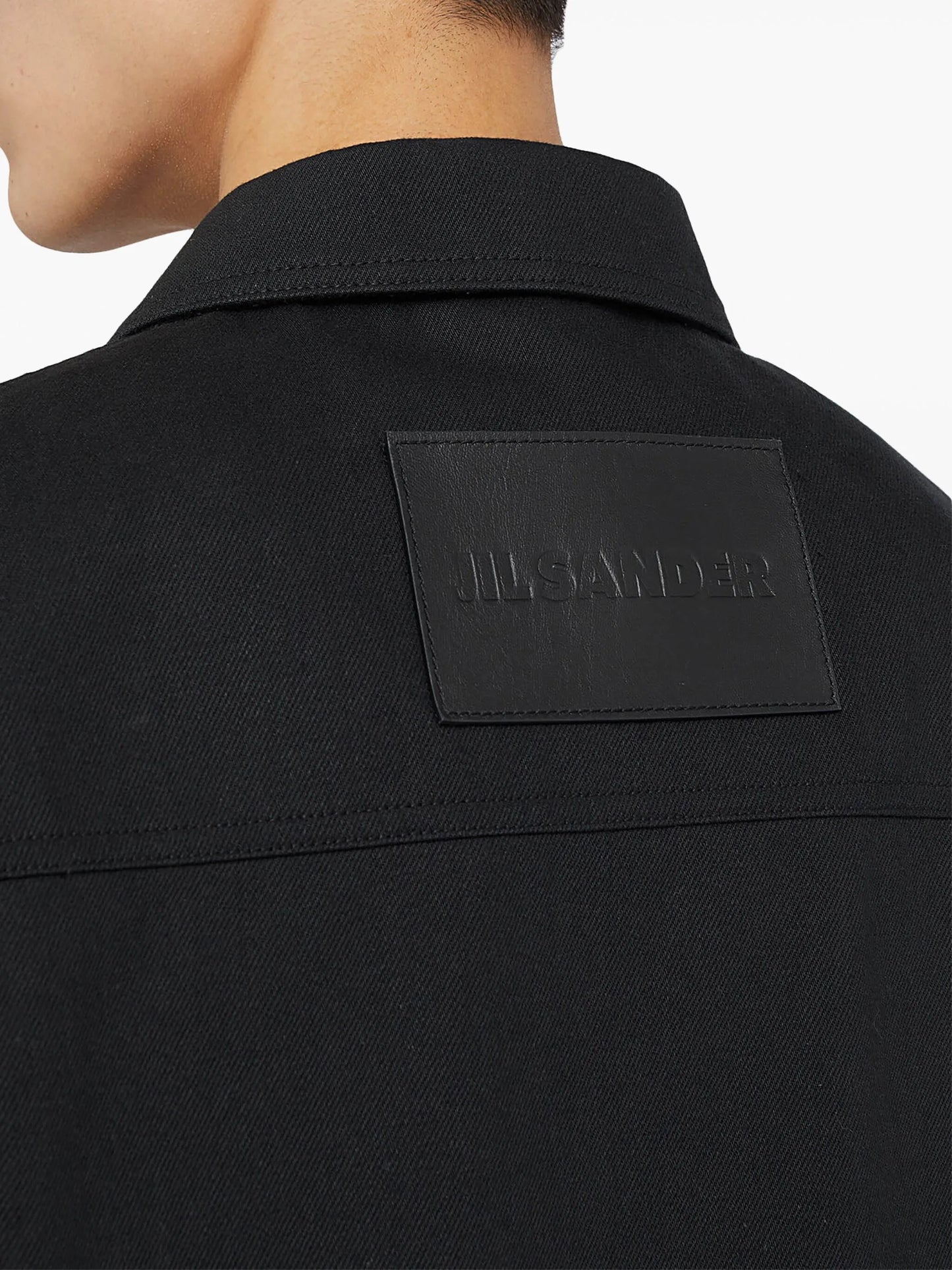 logo-patch denim shirt