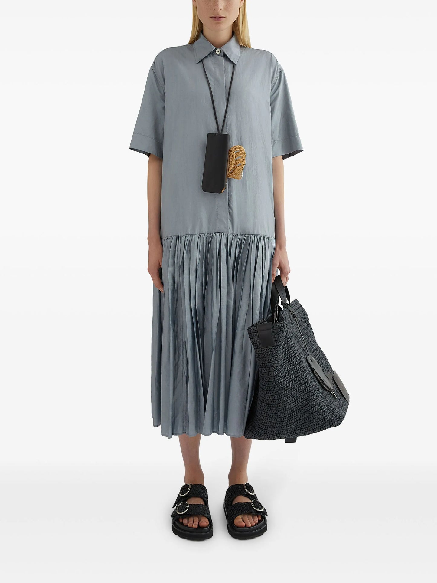 panelled shirt dress