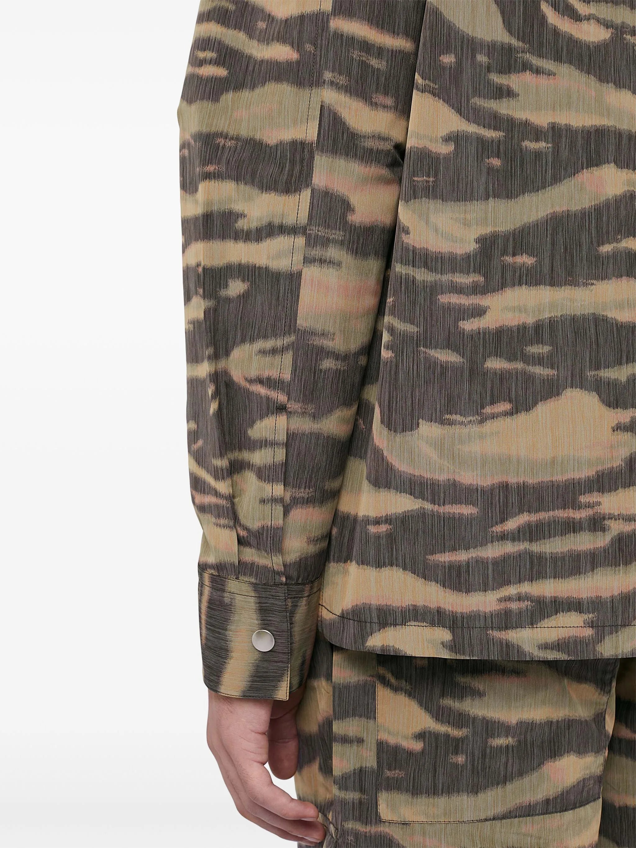printed zip-up overshirt