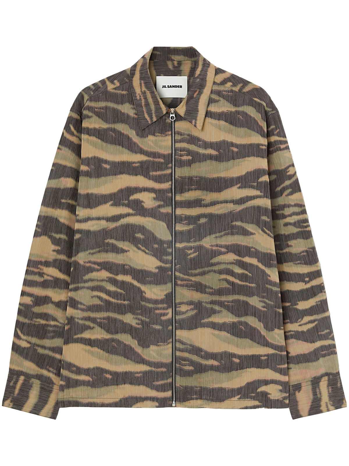printed zip-up overshirt
