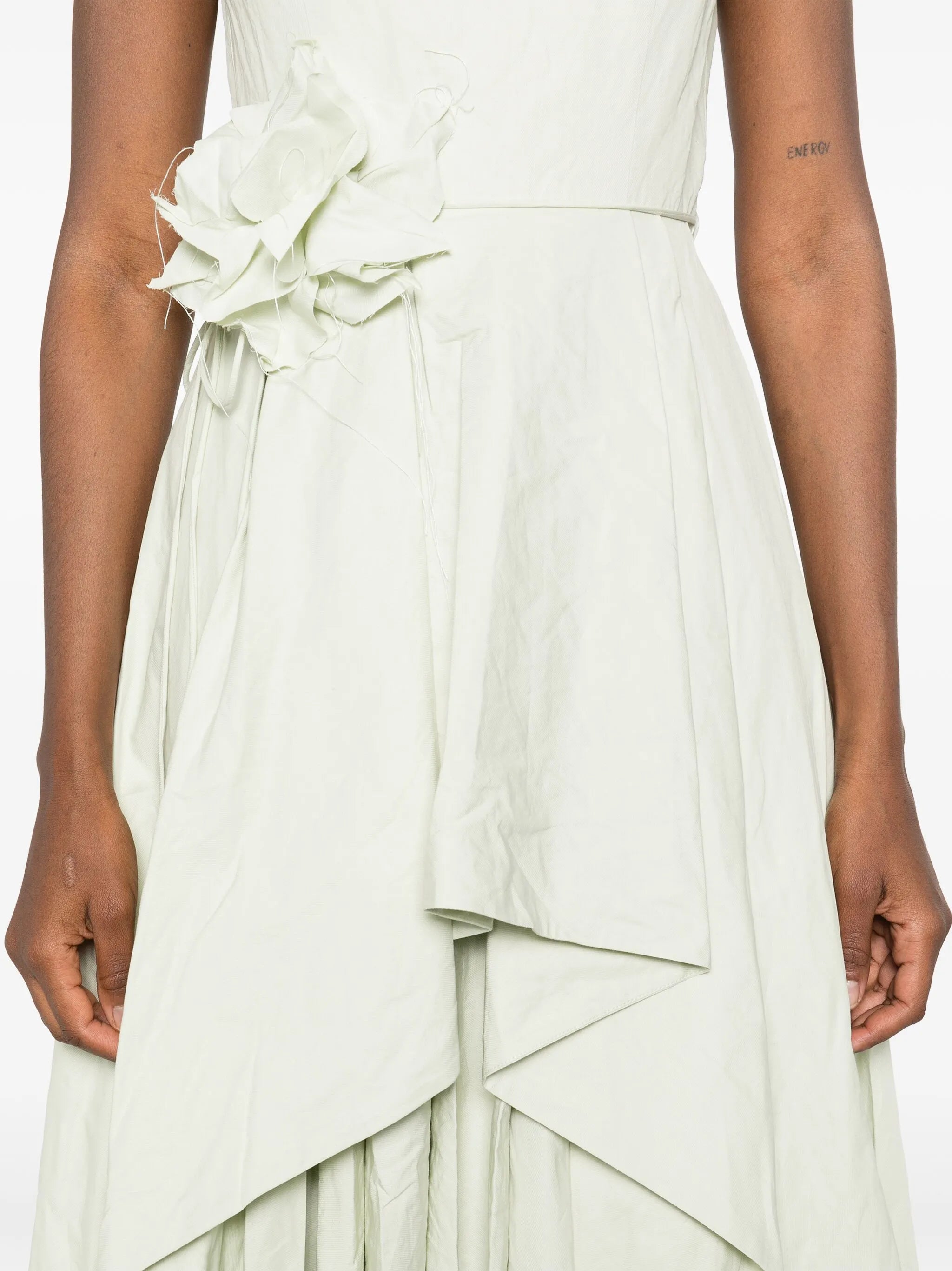 wrinkled cotton midi dress