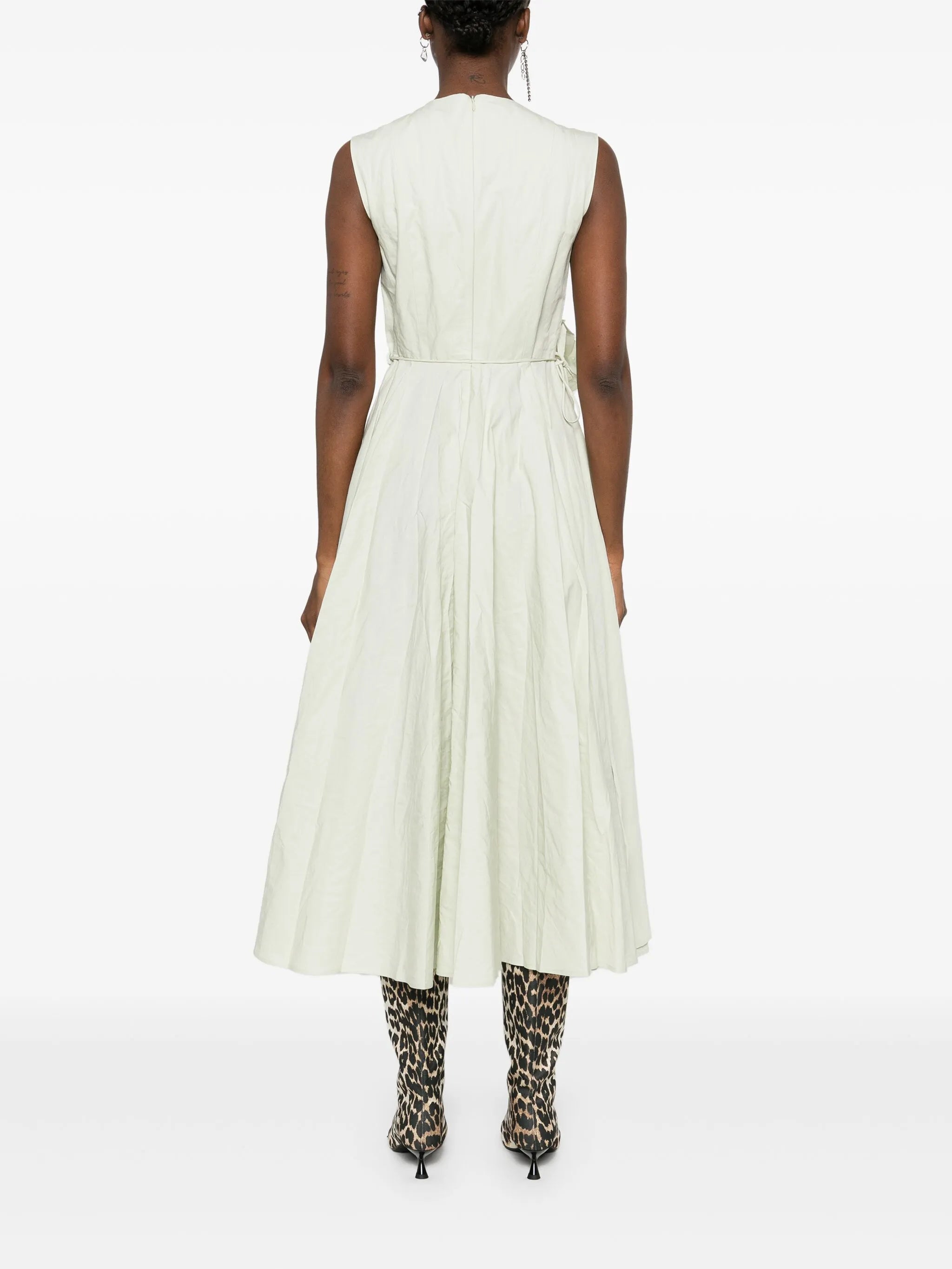wrinkled cotton midi dress