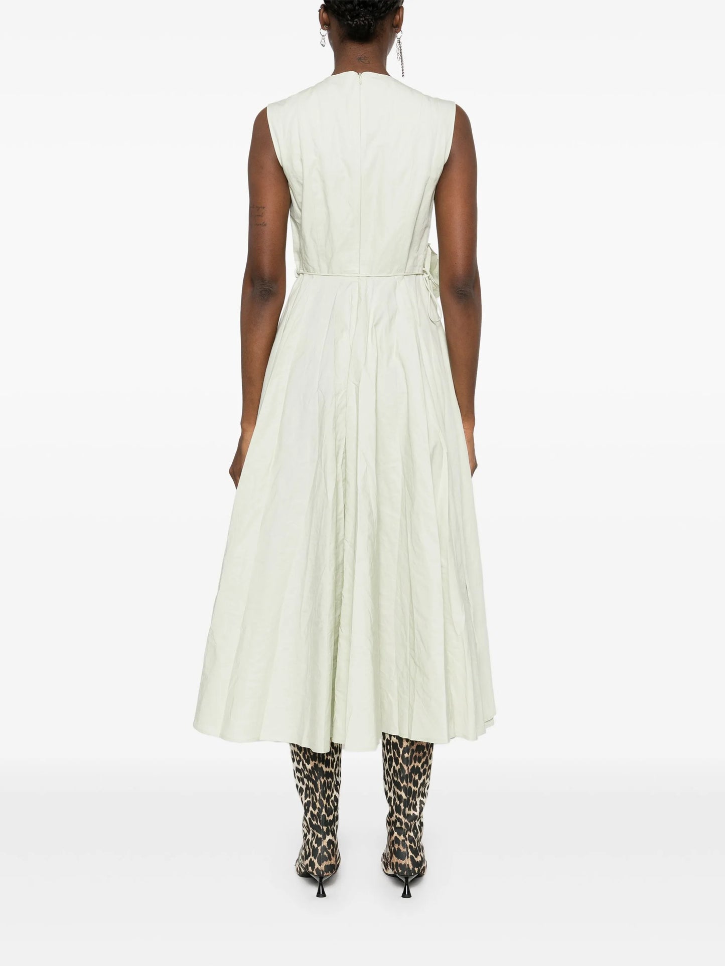 wrinkled cotton midi dress