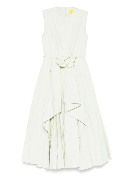 wrinkled cotton midi dress