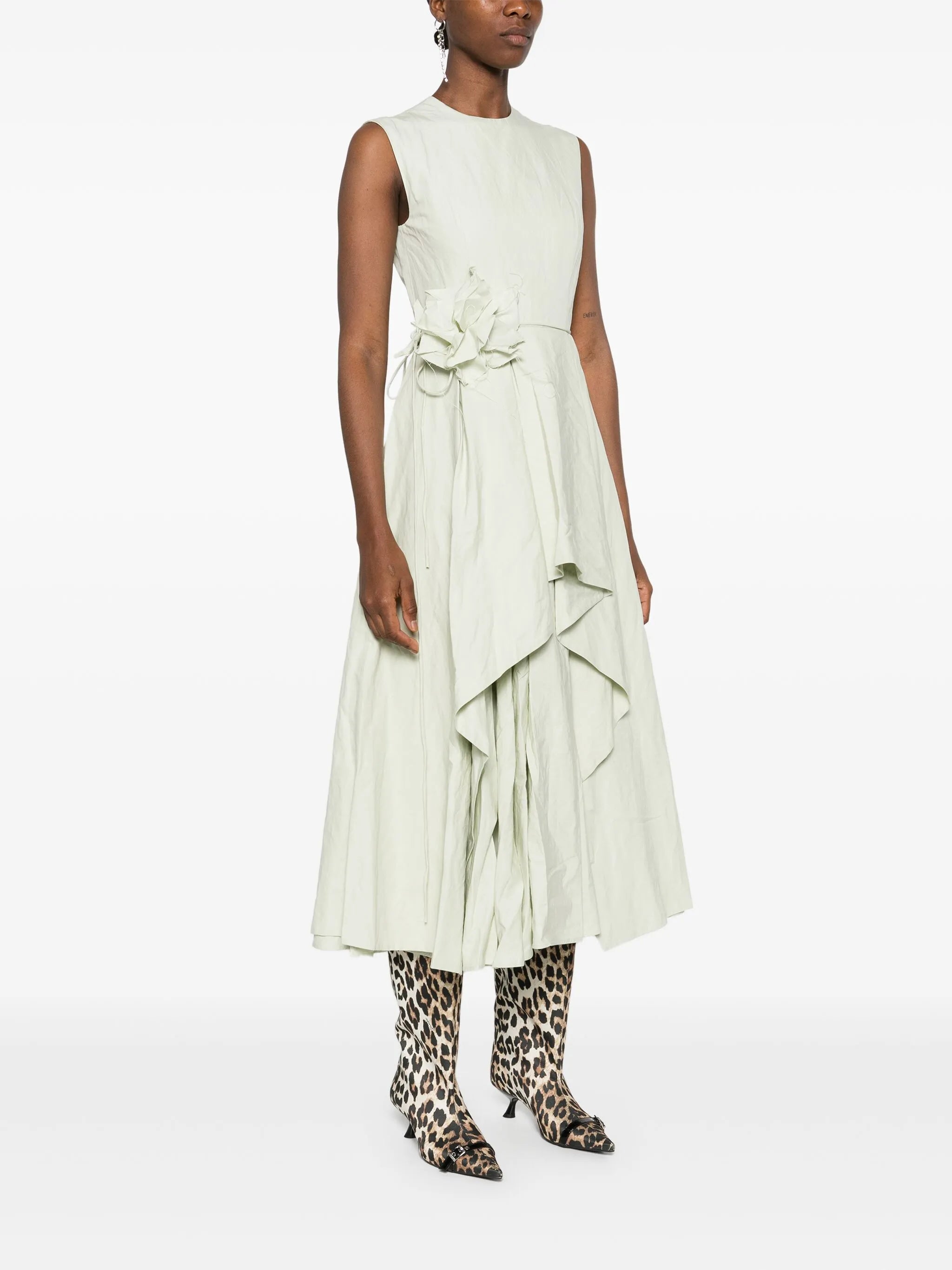 wrinkled cotton midi dress
