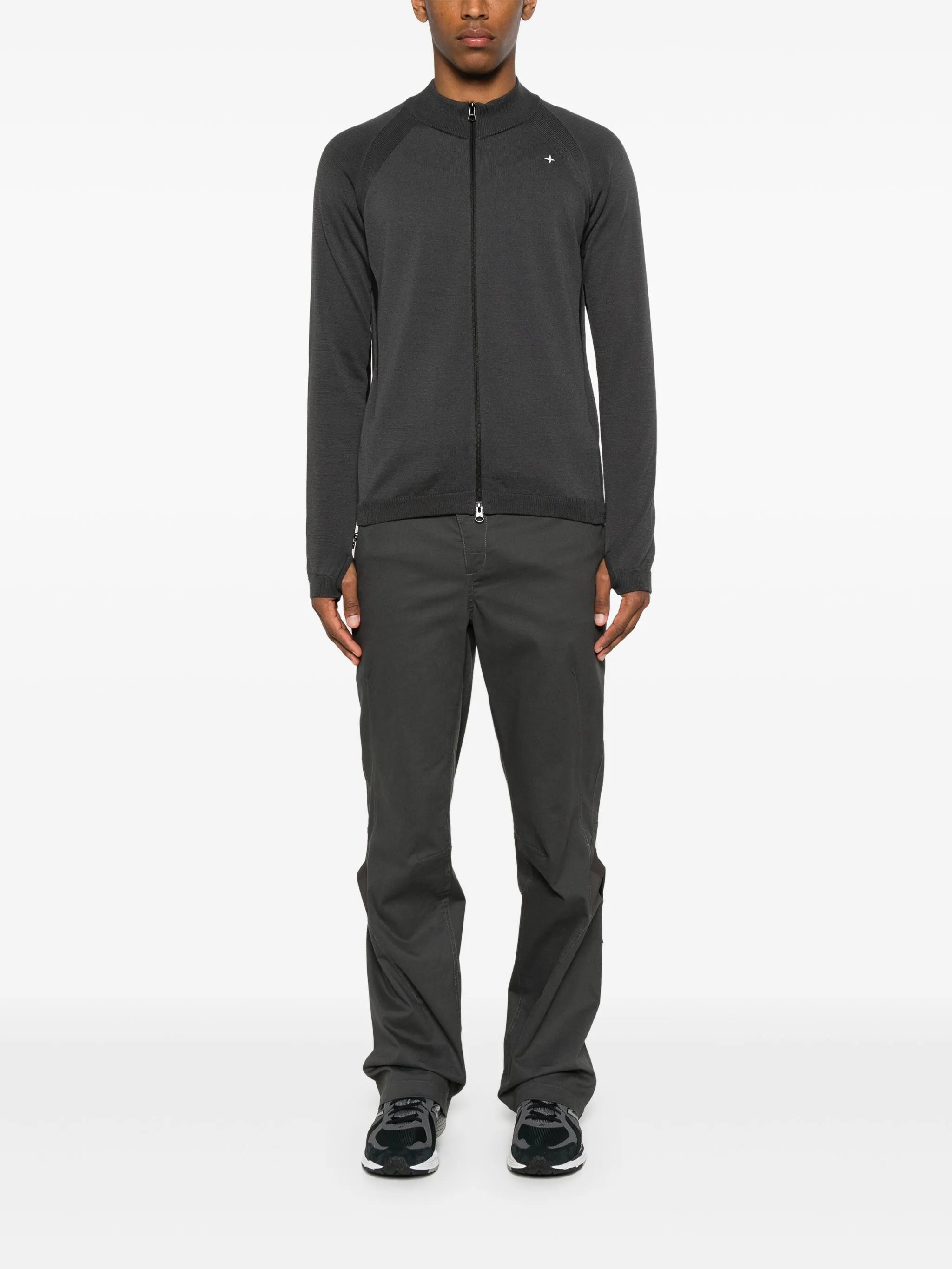 zip-up cardigan