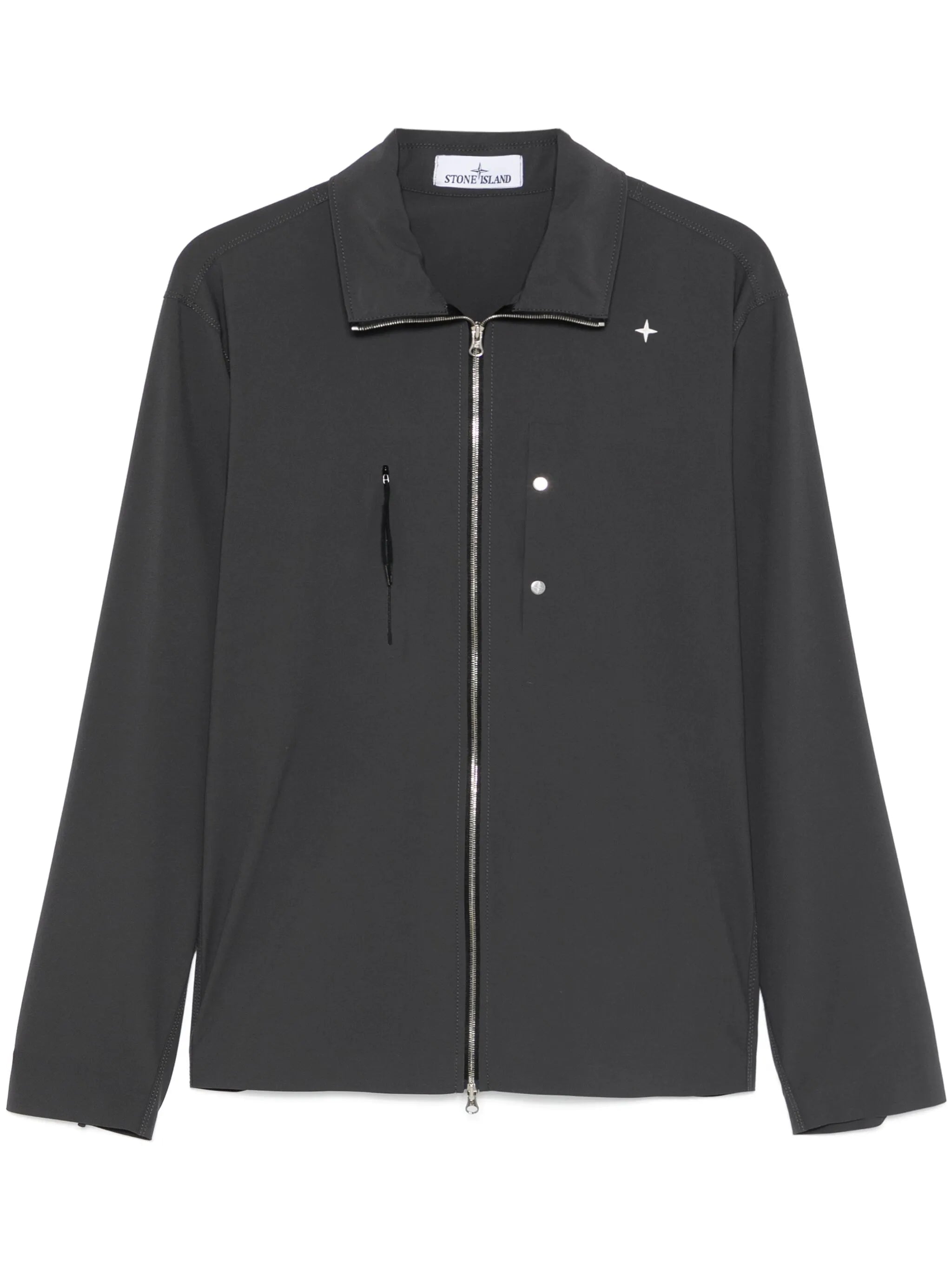 logo-embroidered shirt jacket