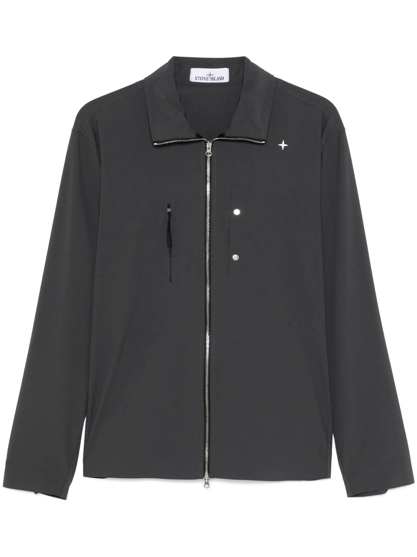 logo-embroidered shirt jacket