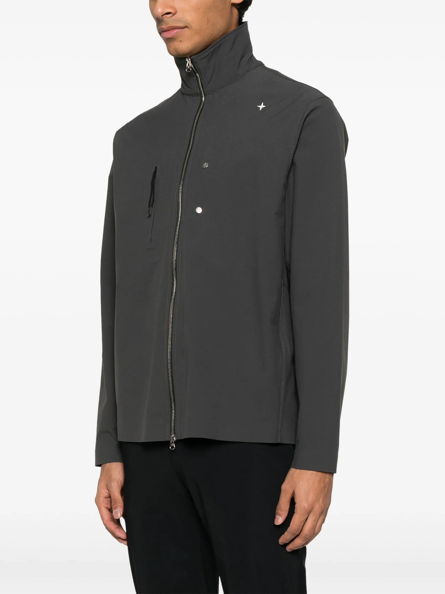 logo-embroidered shirt jacket