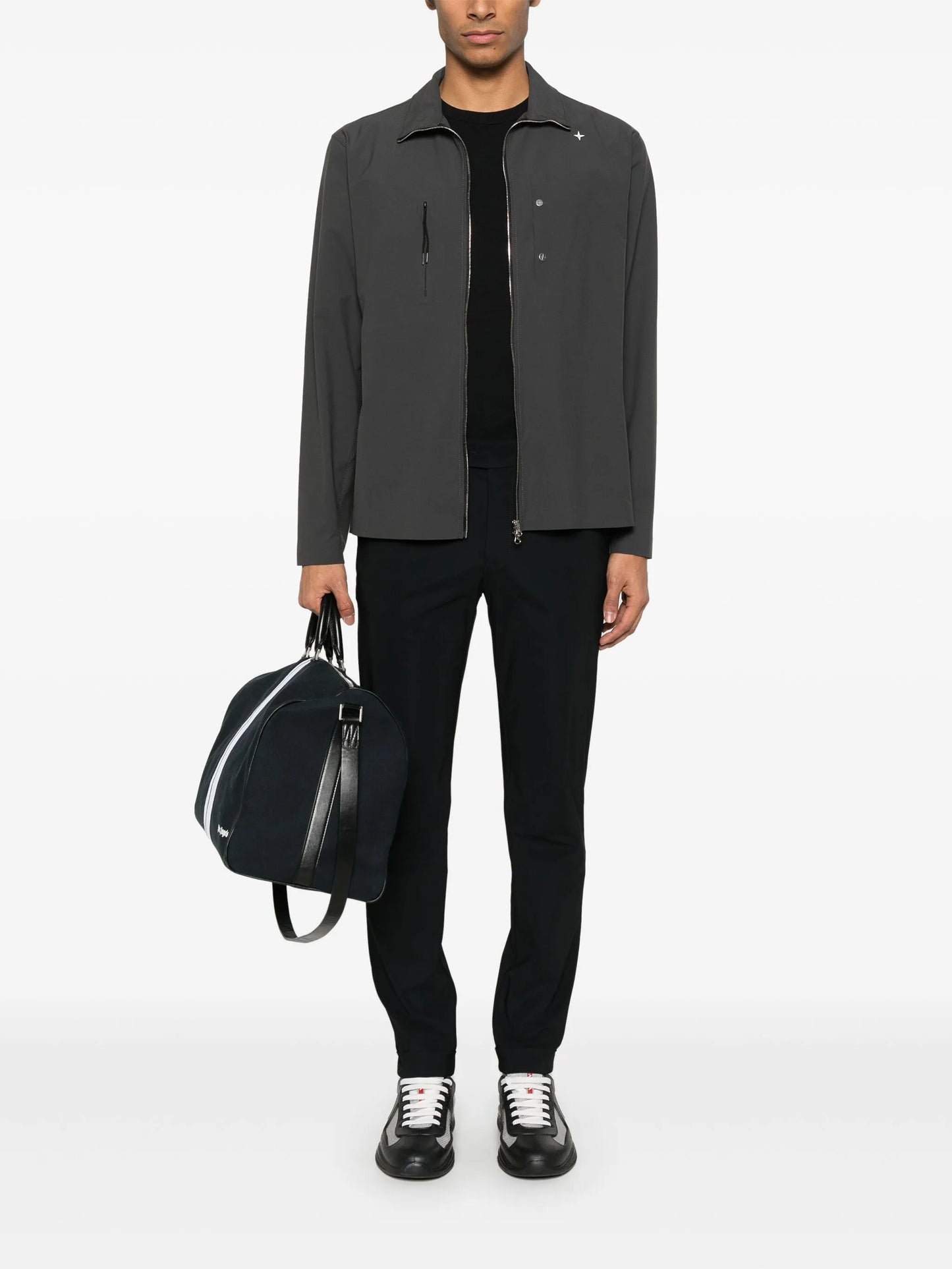 logo-embroidered shirt jacket
