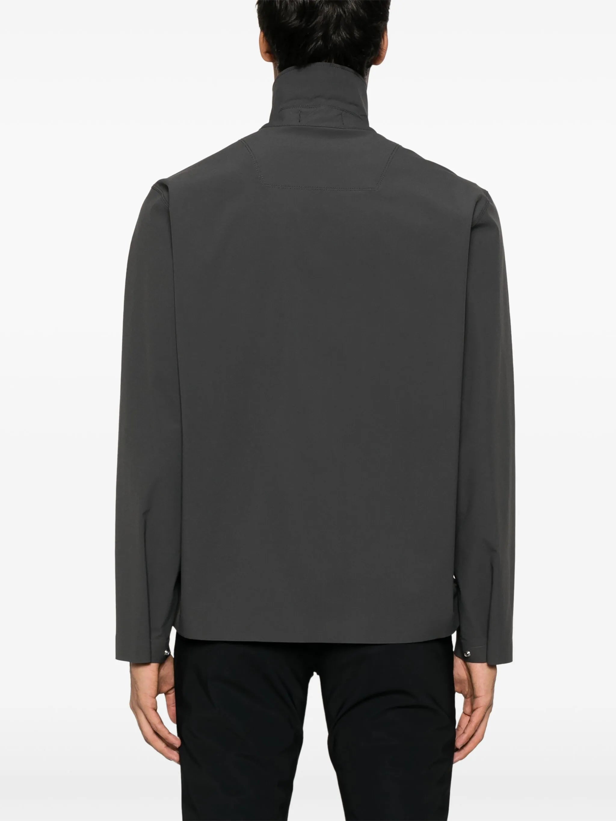 logo-embroidered shirt jacket