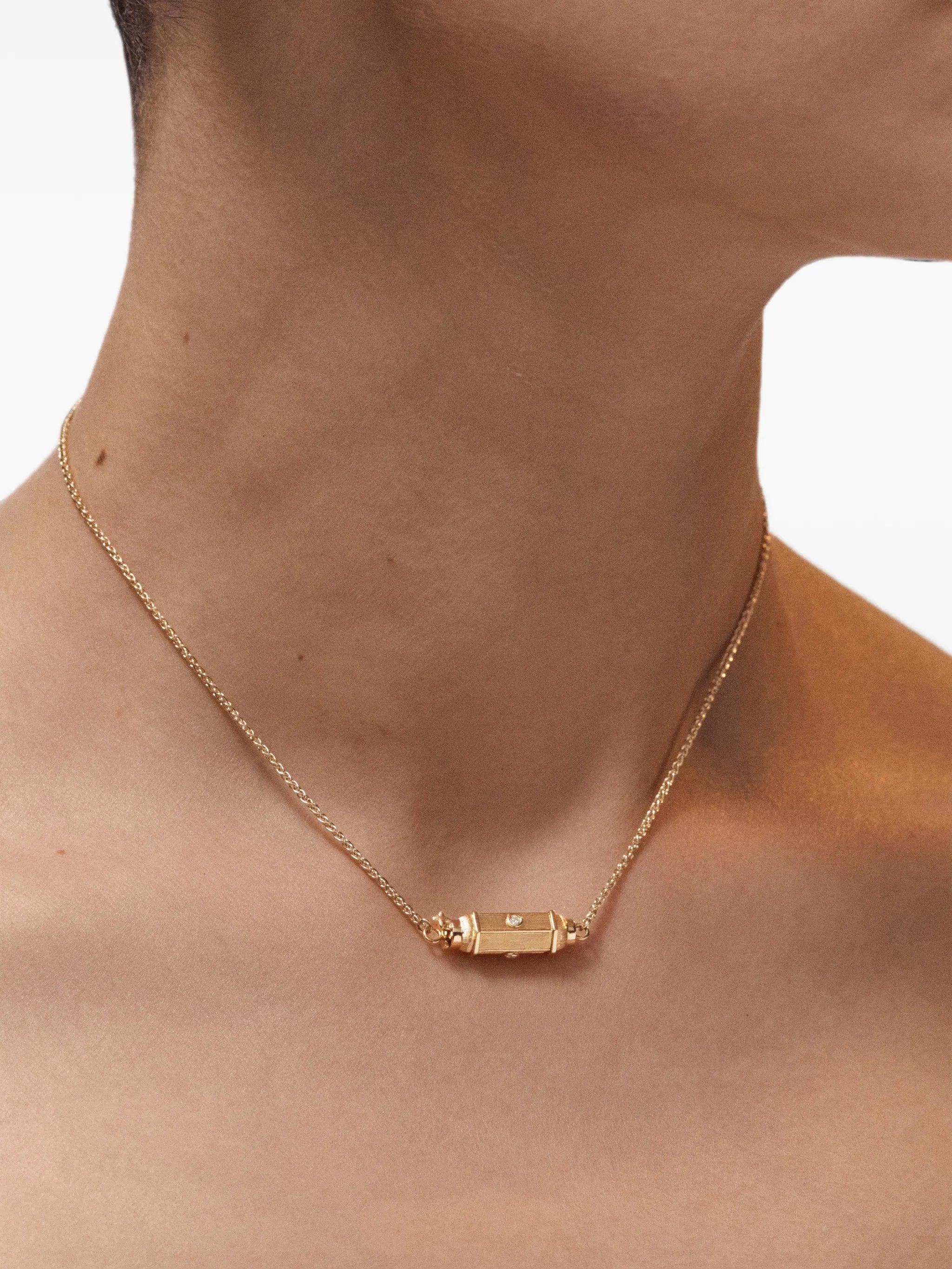 micro Coco diamond locket necklace