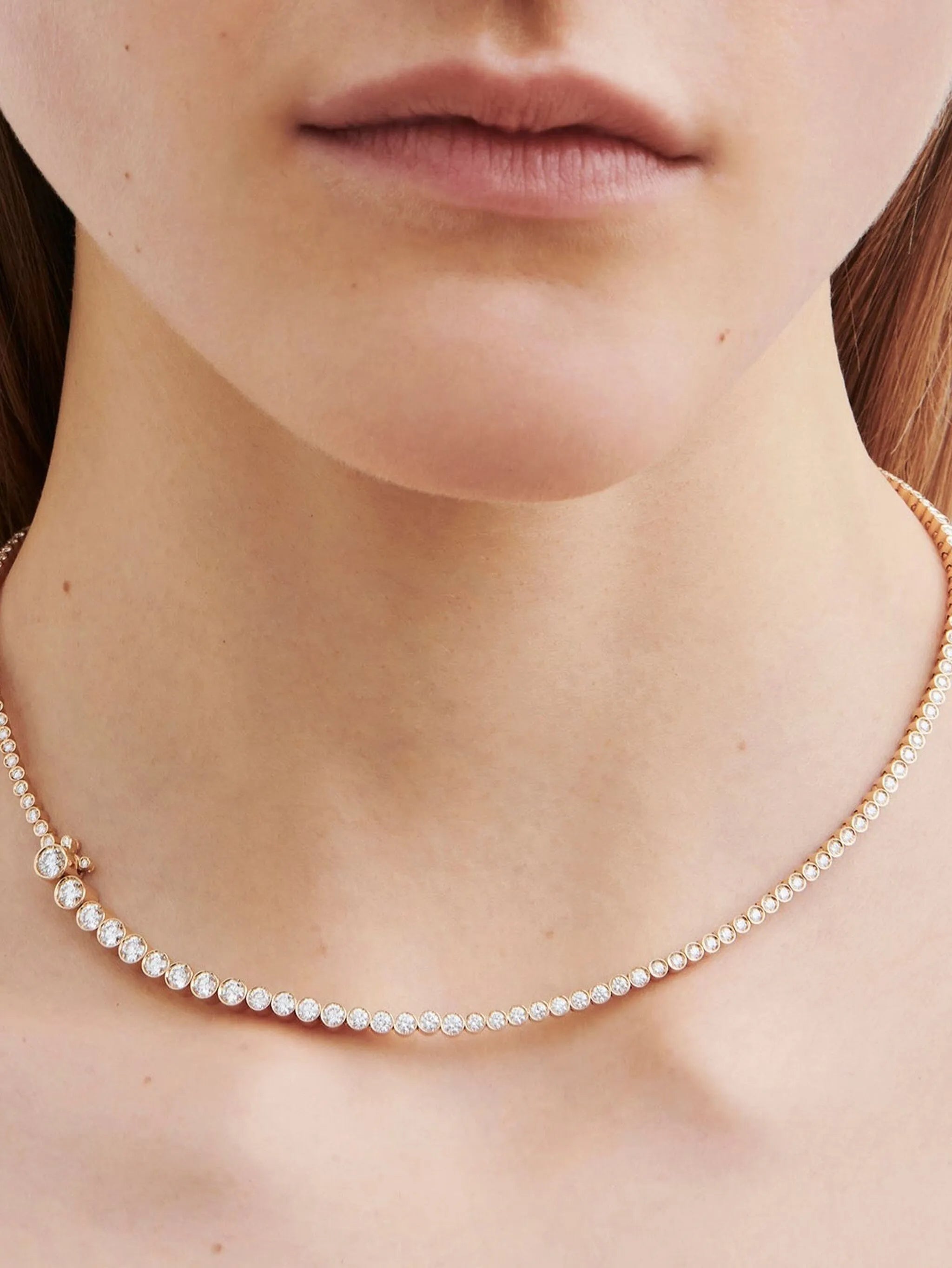 18kt yellow gold Tennis diamond necklace